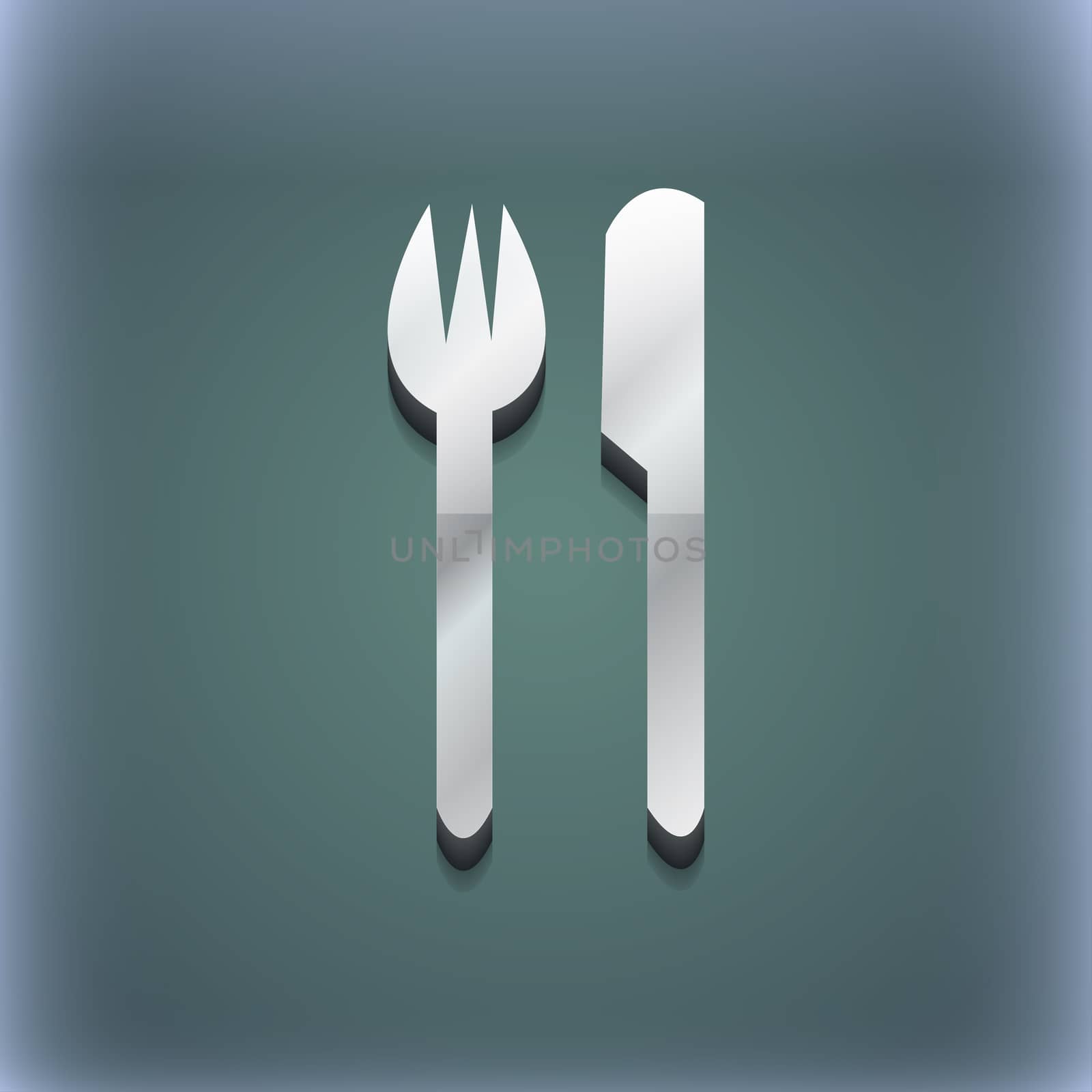 Cutlery icon symbol. 3D style. Trendy, modern design with space for your text . Raster by serhii_lohvyniuk