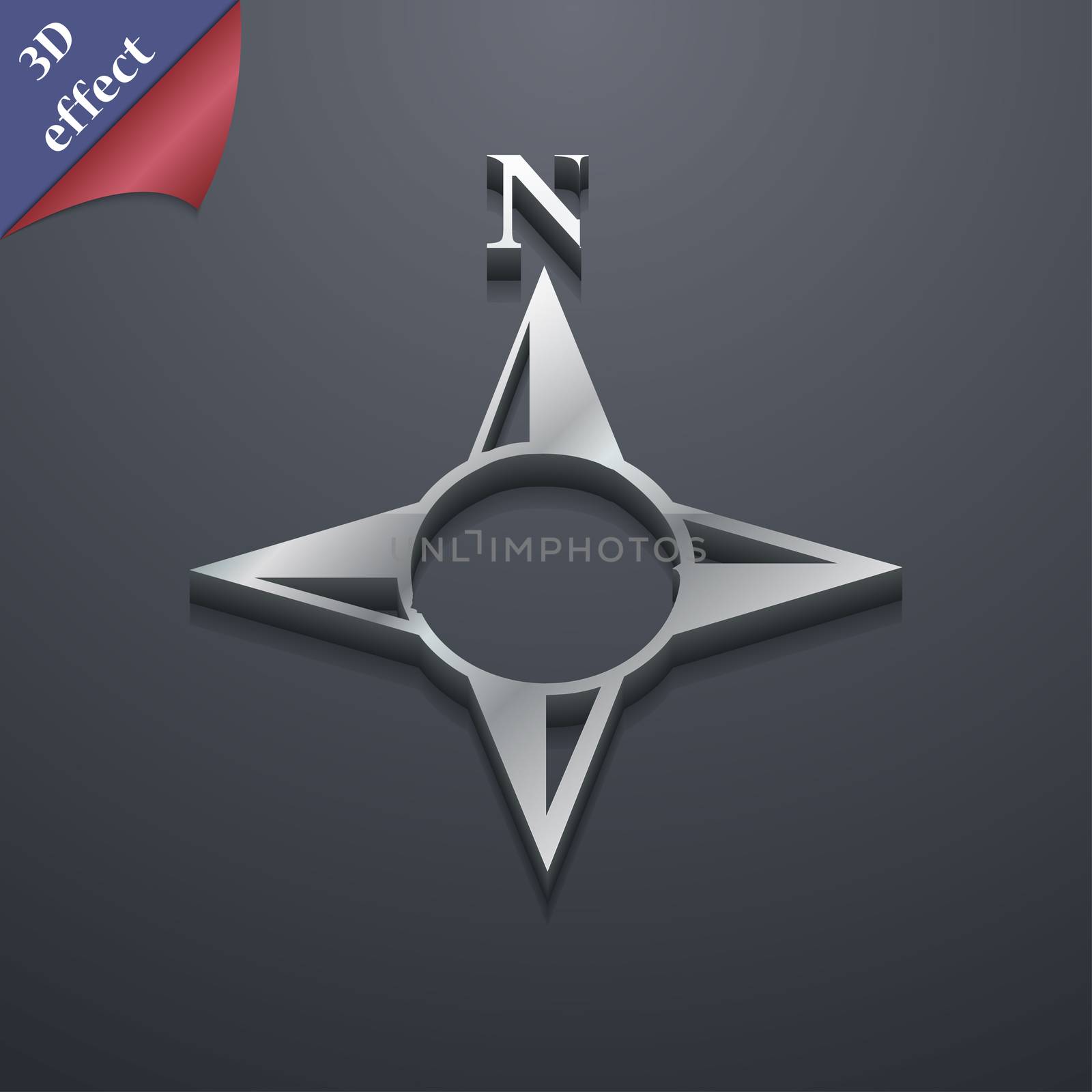 Compass icon symbol. 3D style. Trendy, modern design with space for your text . Rastrized by serhii_lohvyniuk