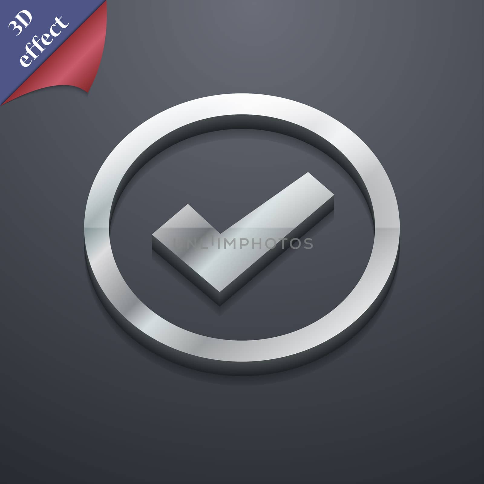 Check mark icon symbol. 3D style. Trendy, modern design with space for your text . Rastrized by serhii_lohvyniuk