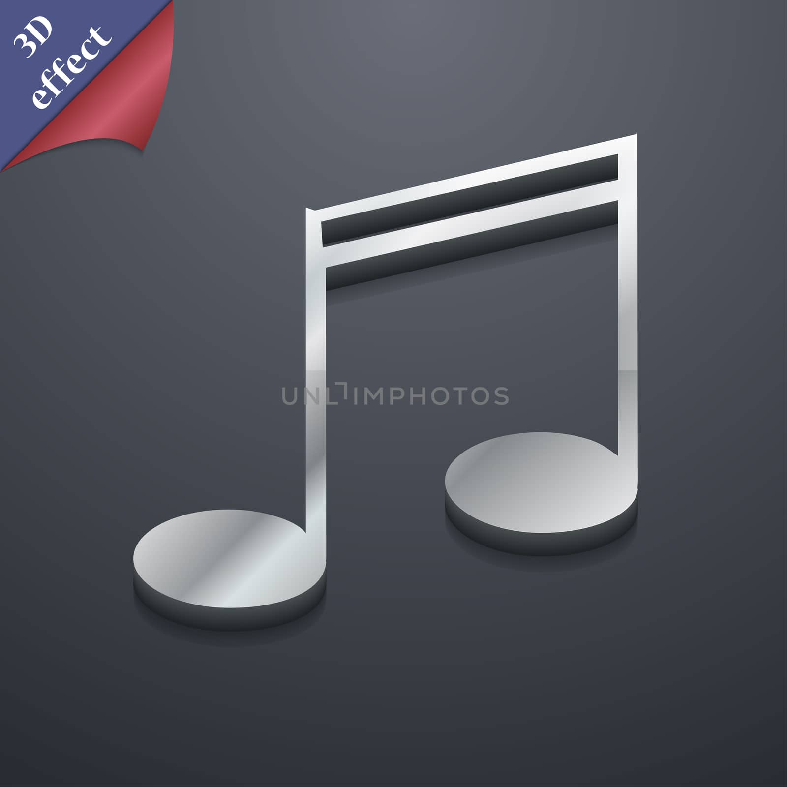 Music note icon symbol. 3D style. Trendy, modern design with space for your text . Rastrized by serhii_lohvyniuk