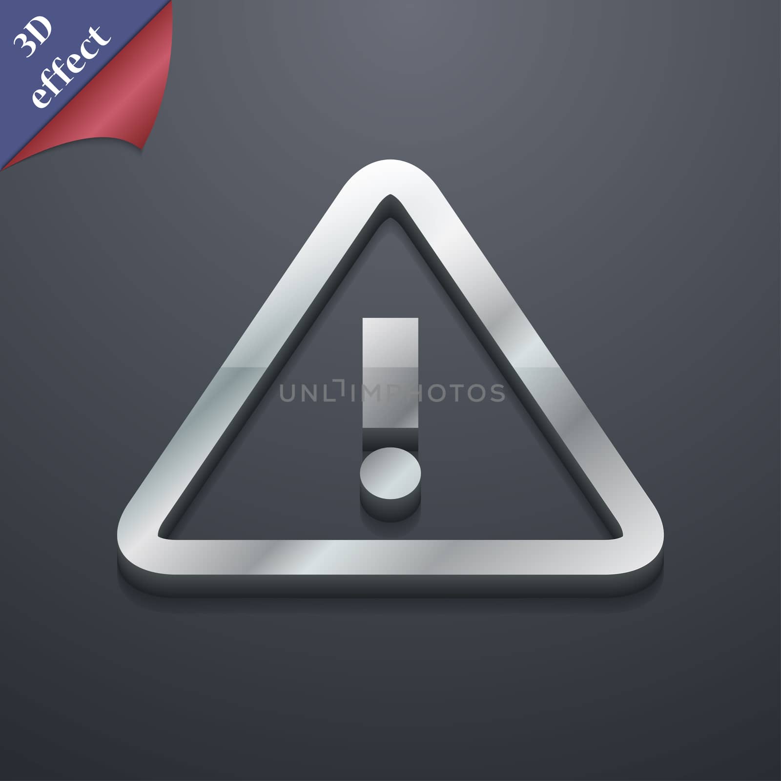 Attention caution icon symbol. 3D style. Trendy, modern design with space for your text illustration. Rastrized copy