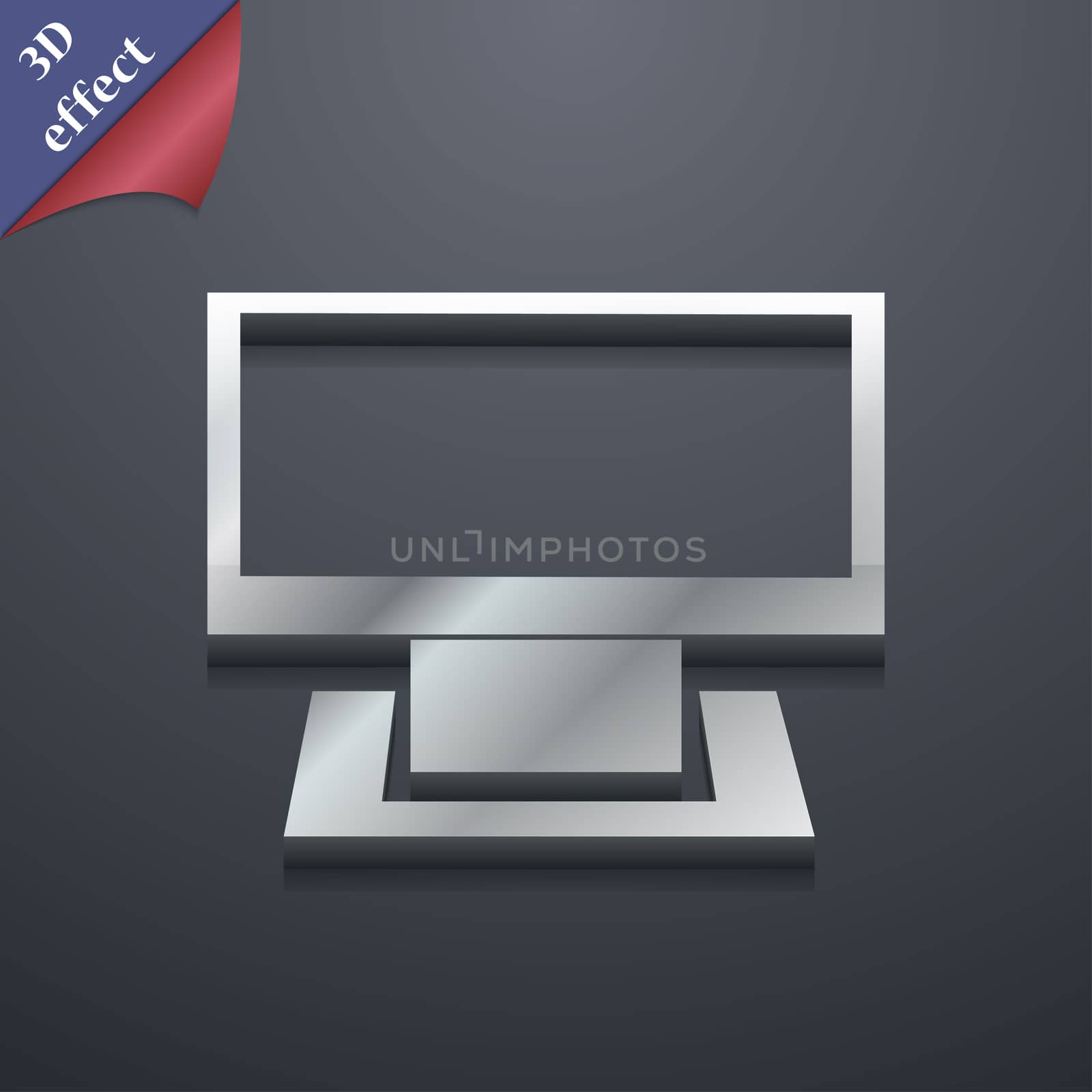 Computer widescreen icon symbol. 3D style. Trendy, modern design with space for your text . Rastrized by serhii_lohvyniuk