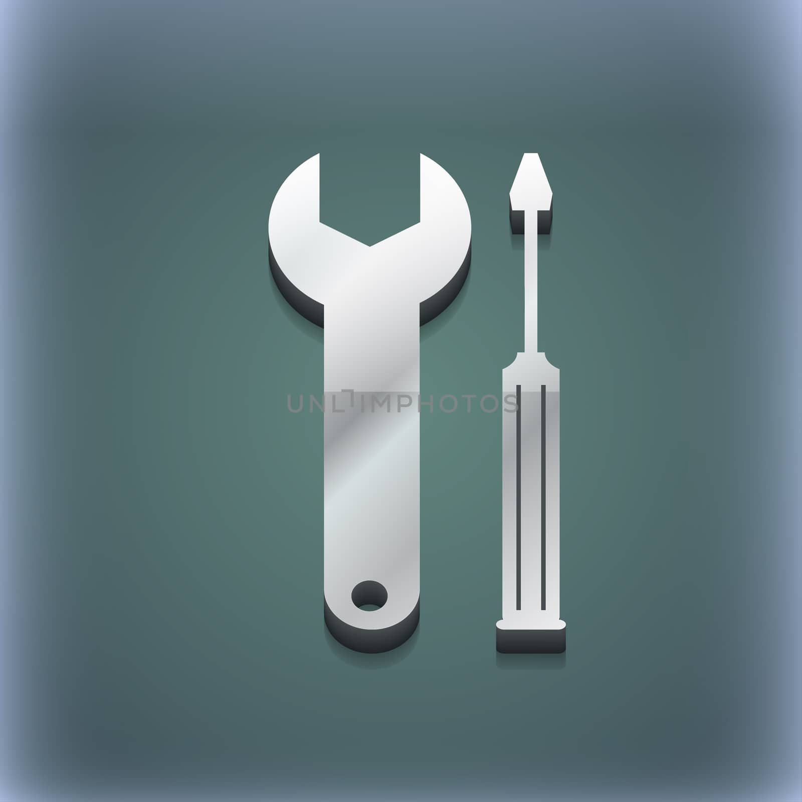 screwdriver with wrench icon symbol. 3D style. Trendy, modern design with space for your text illustration. Raster version