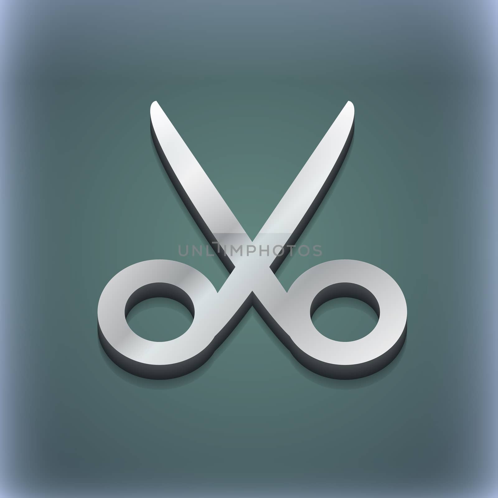 Scissors hairdresser icon symbol. 3D style. Trendy, modern design with space for your text . Raster by serhii_lohvyniuk