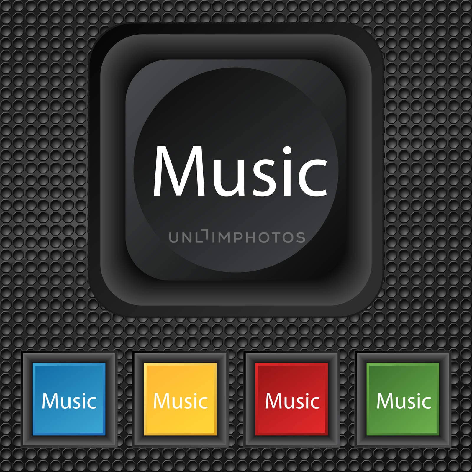 music sign icon. Karaoke symbol. Set of colored buttons.  by serhii_lohvyniuk