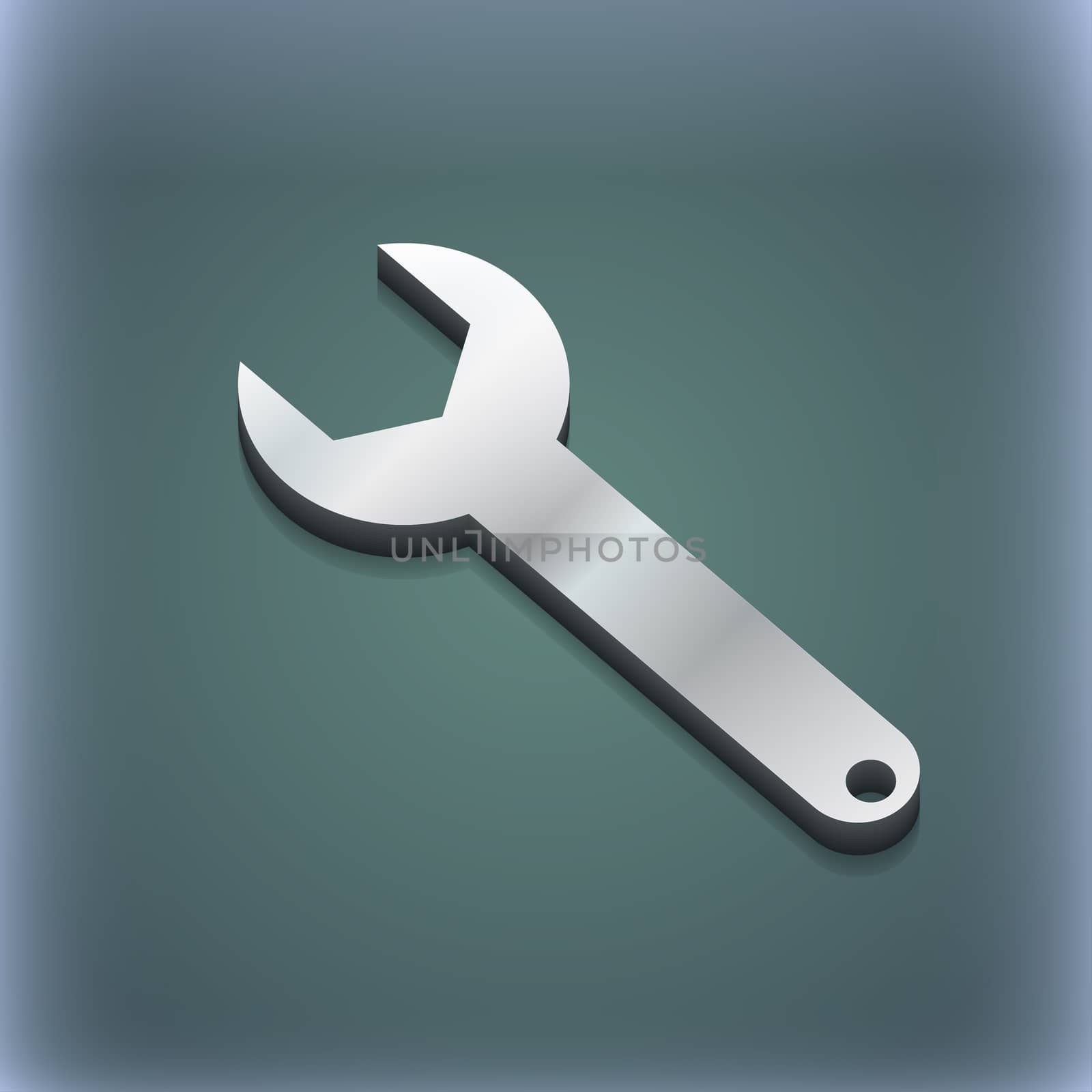 Wrench key icon symbol. 3D style. Trendy, modern design with space for your text illustration. Raster version