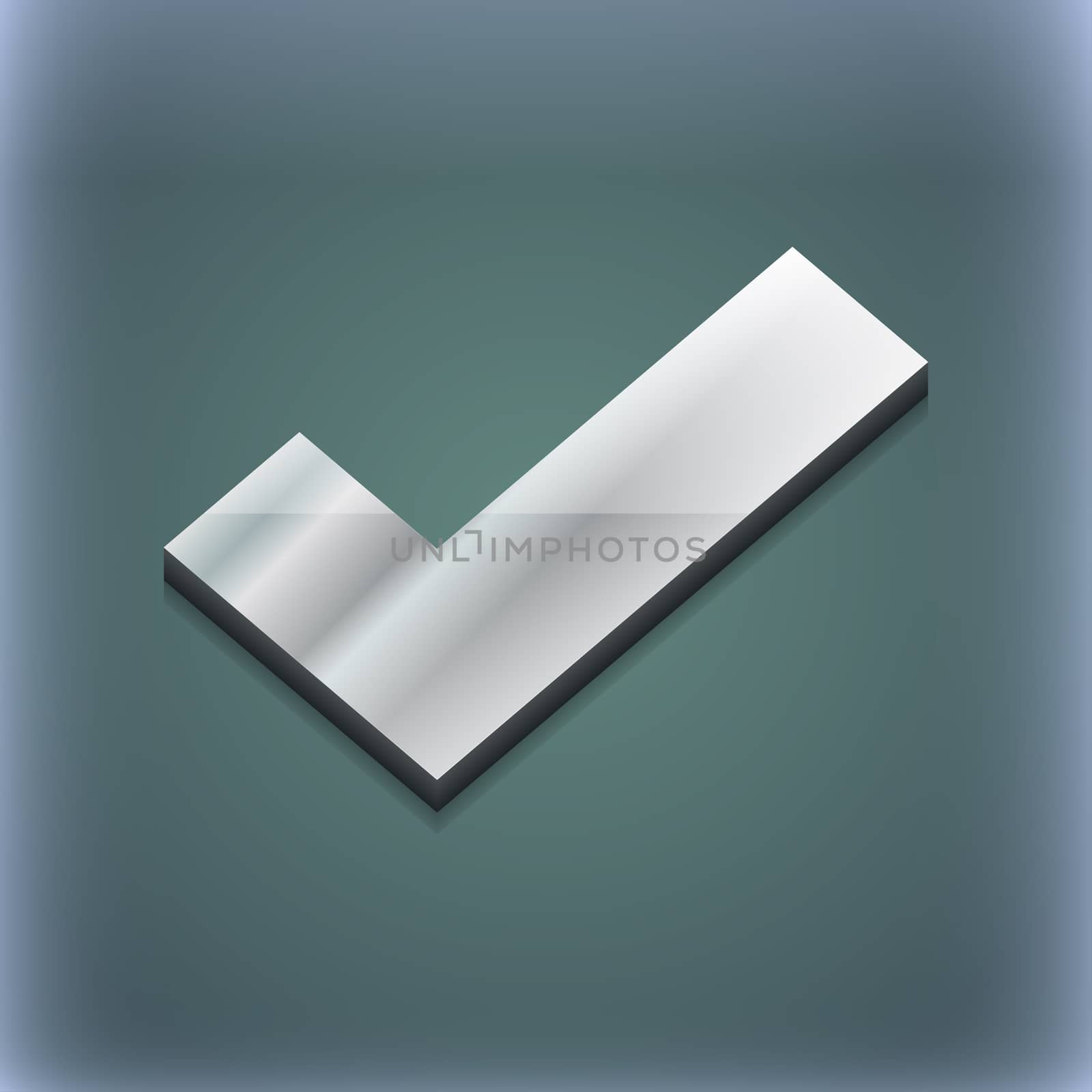 Check mark icon symbol. 3D style. Trendy, modern design with space for your text illustration. Raster version