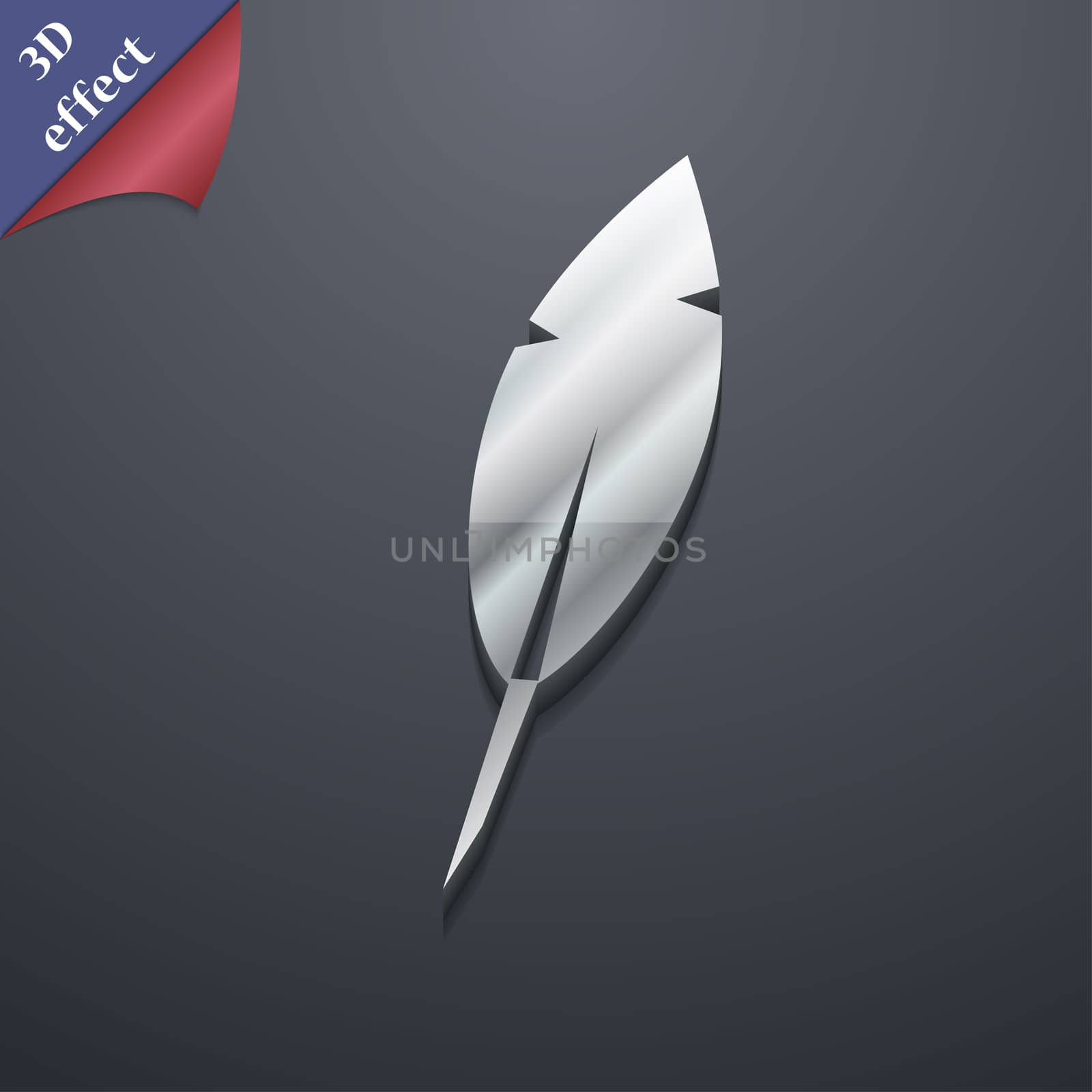 Feather Retro pen icon symbol. 3D style. Trendy, modern design with space for your text . Rastrized by serhii_lohvyniuk