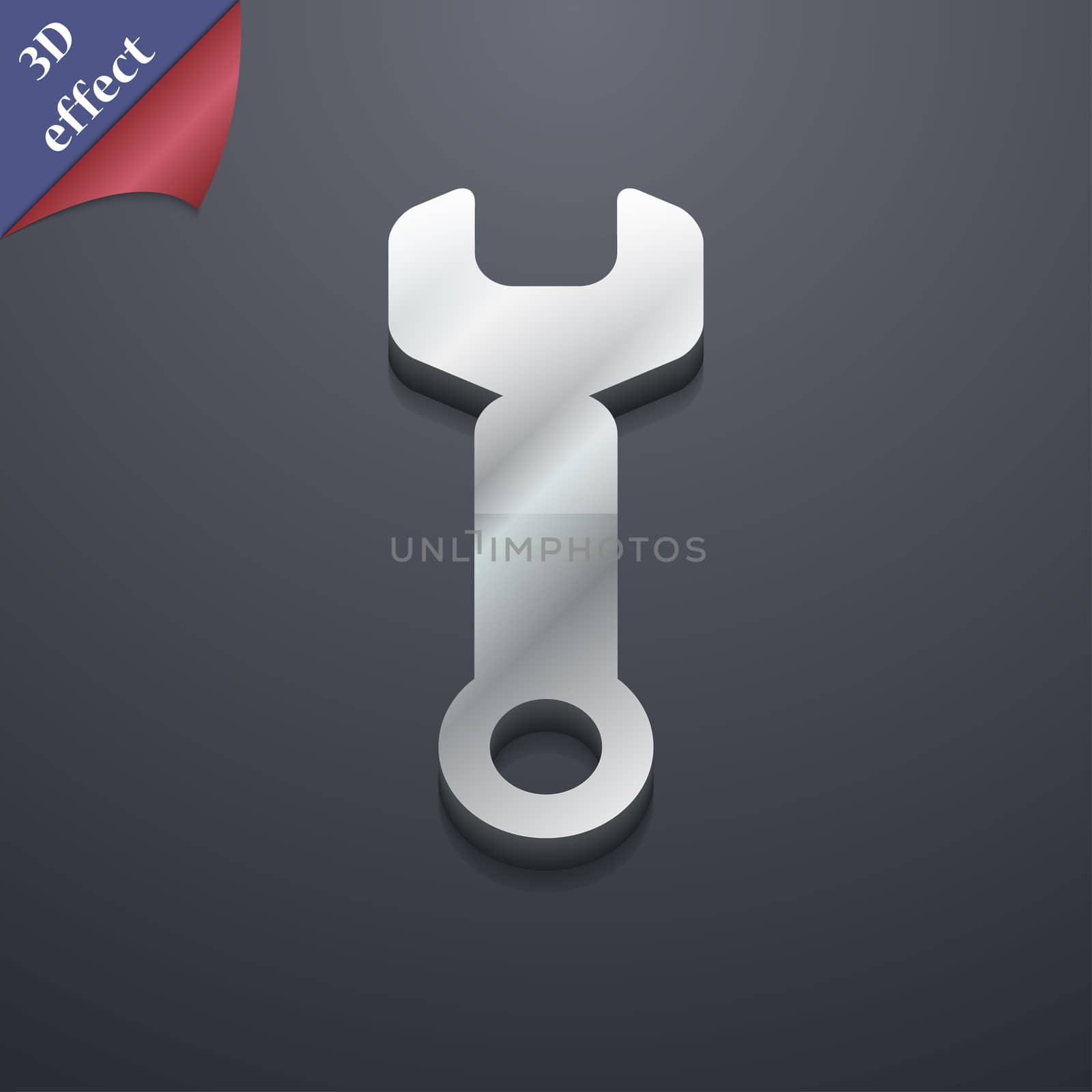 Wrench key icon symbol. 3D style. Trendy, modern design with space for your text . Rastrized by serhii_lohvyniuk