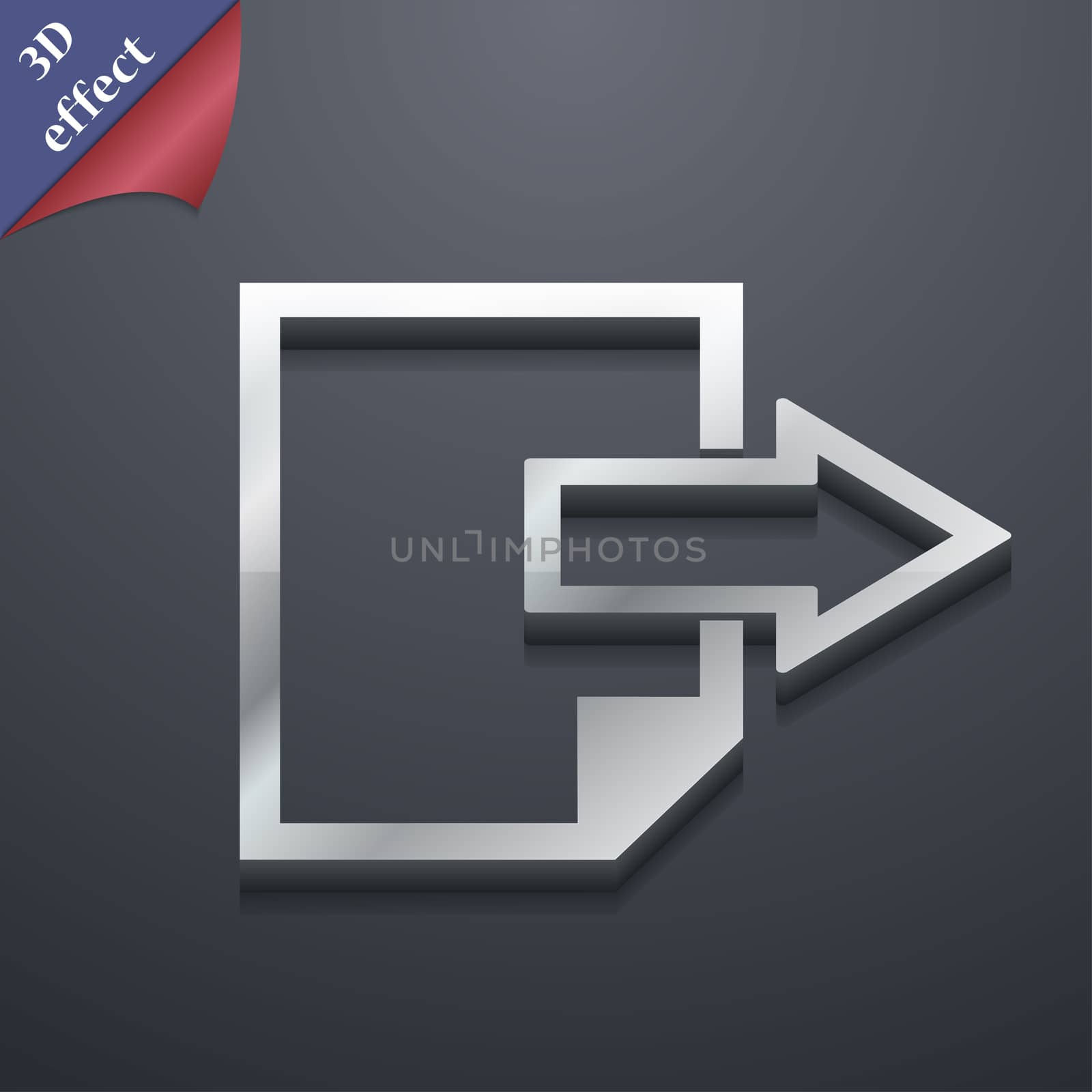 send Export file icon symbol. 3D style. Trendy, modern design with space for your text . Rastrized by serhii_lohvyniuk