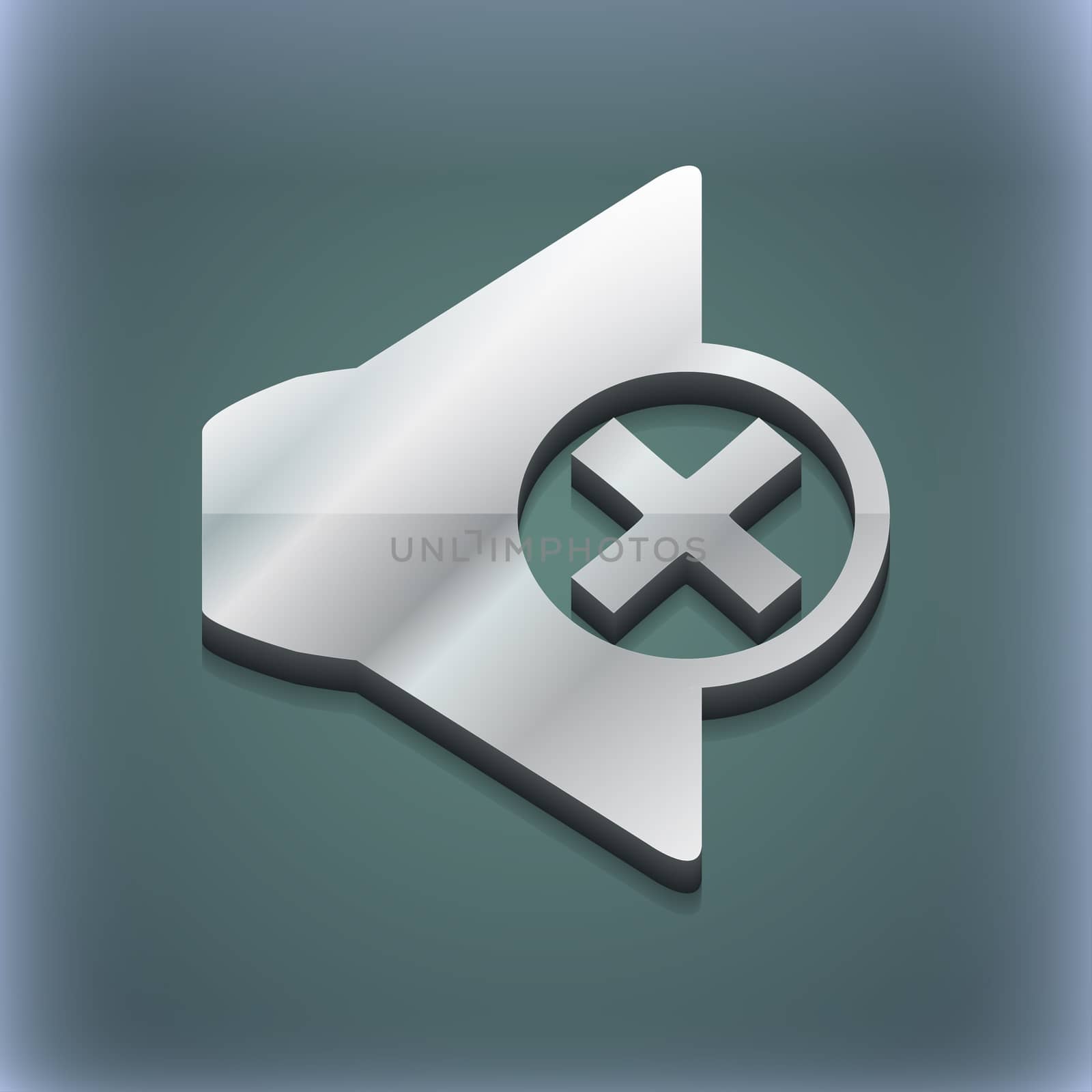 Mute speaker icon symbol. 3D style. Trendy, modern design with space for your text illustration. Raster version