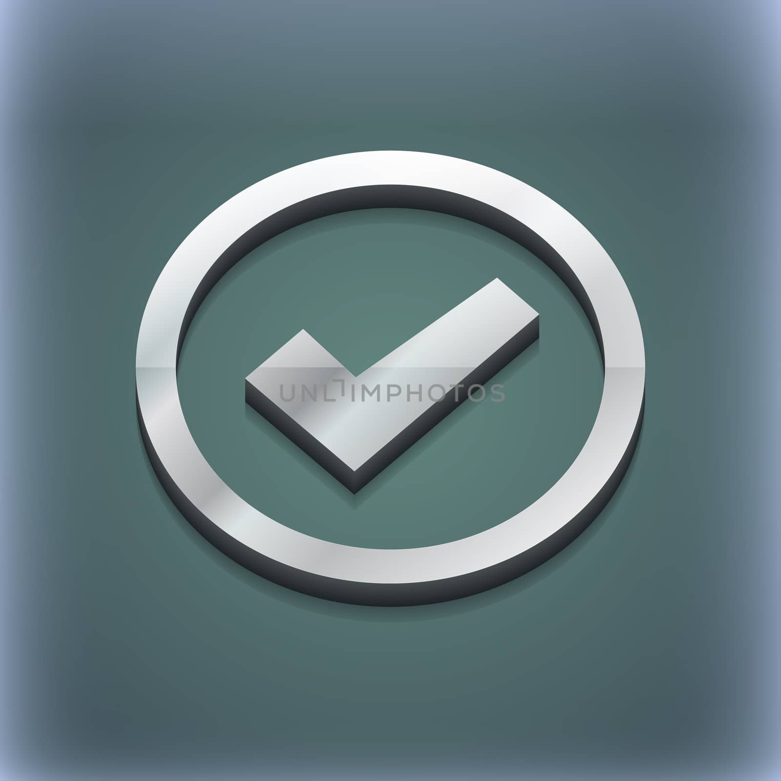 Check mark icon symbol. 3D style. Trendy, modern design with space for your text illustration. Raster version