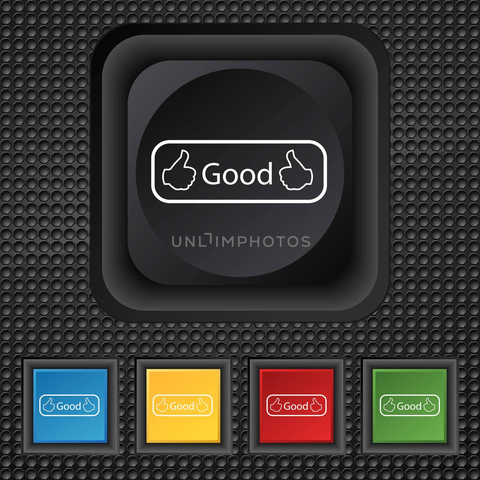 Good sign icon. Set of colored buttons. illustration