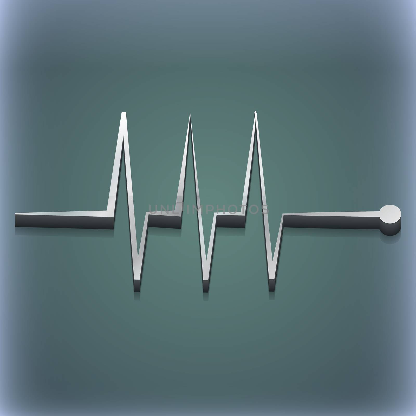 Cardiogram monitoring icon symbol. 3D style. Trendy, modern design with space for your text . Raster by serhii_lohvyniuk