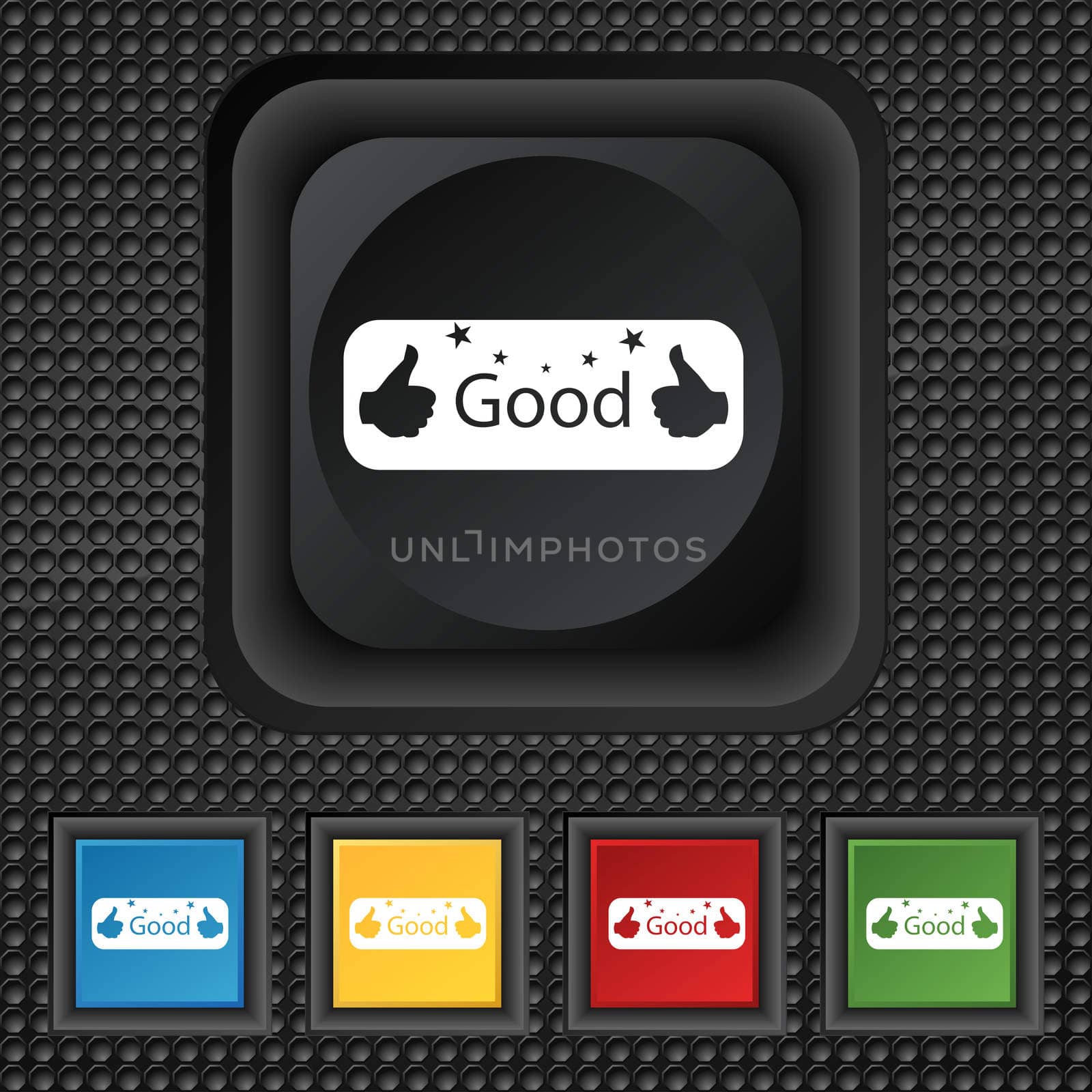 Good sign icon. Set of colored buttons. illustration