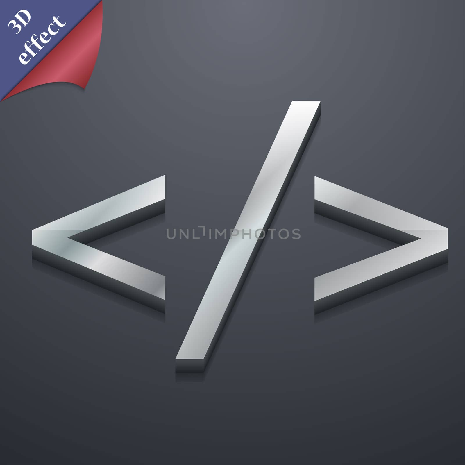 Programming code icon symbol. 3D style. Trendy, modern design with space for your text . Rastrized by serhii_lohvyniuk