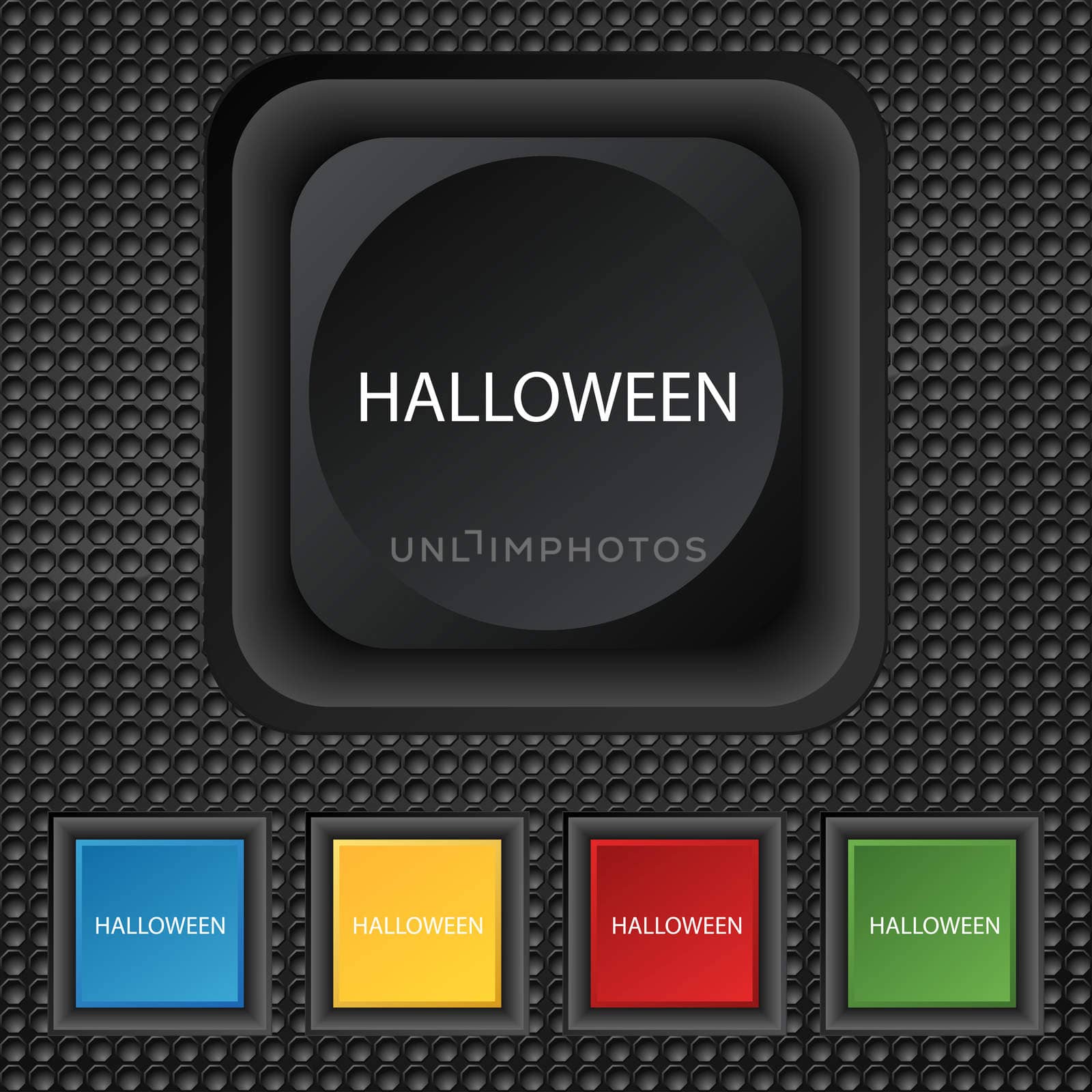 Halloween sign icon. Halloween-party symbol. Set of colored buttons.  by serhii_lohvyniuk