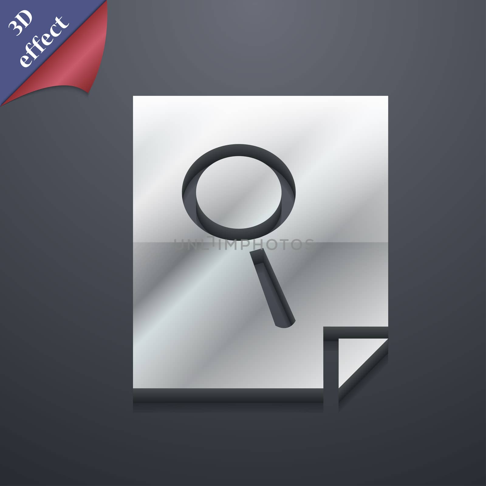 Search in file icon symbol. 3D style. Trendy, modern design with space for your text . Rastrized by serhii_lohvyniuk