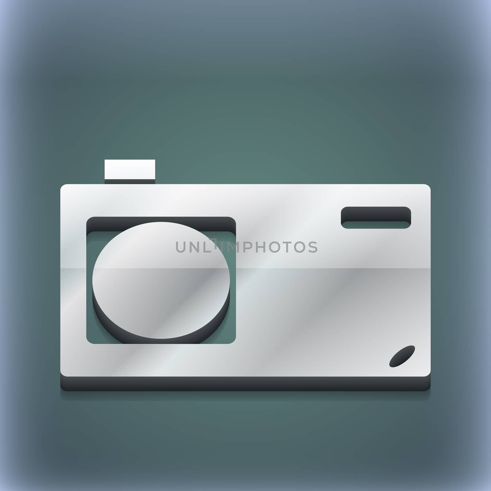 Photo camera icon symbol. 3D style. Trendy, modern design with space for your text . Raster by serhii_lohvyniuk