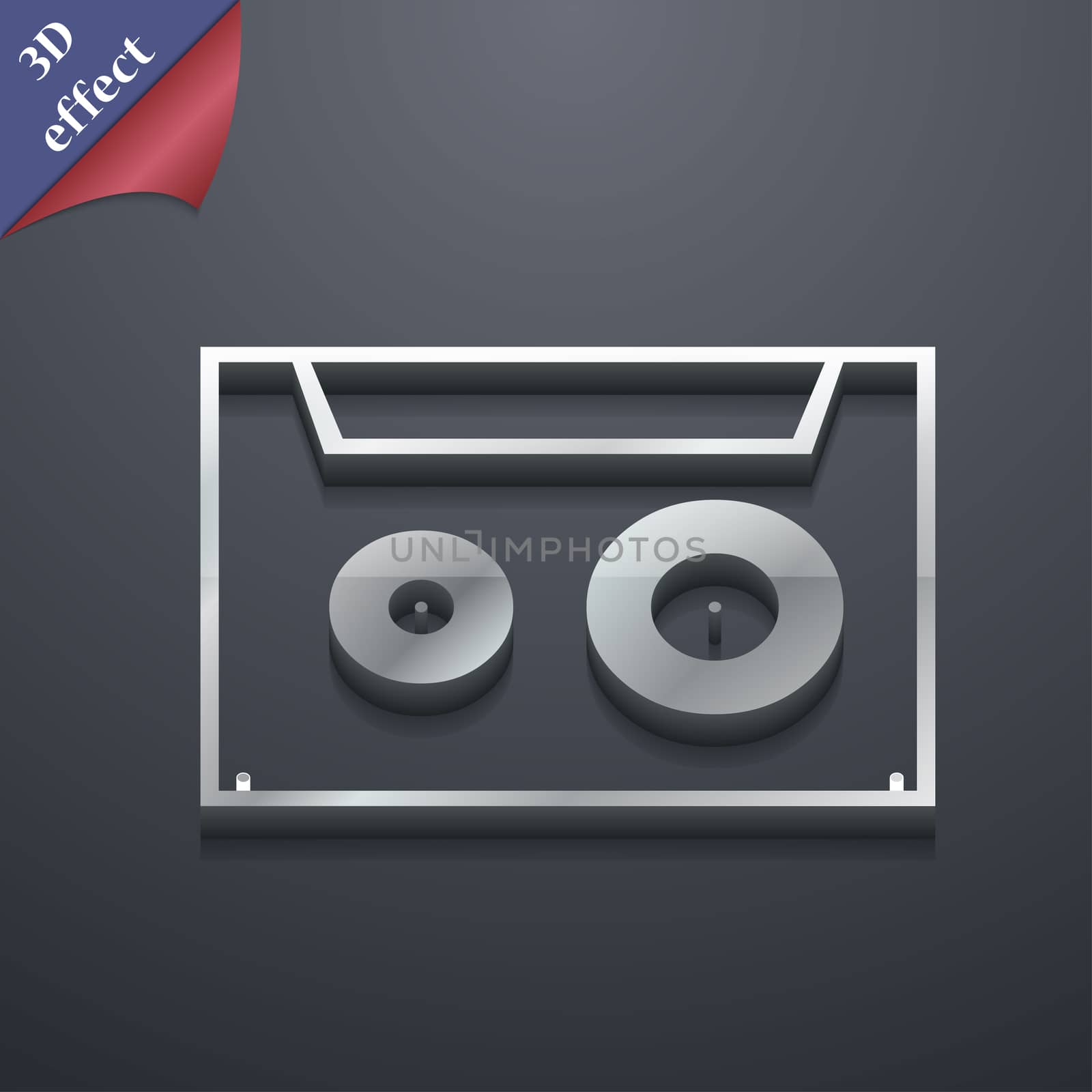cassette icon symbol. 3D style. Trendy, modern design with space for your text illustration. Rastrized copy