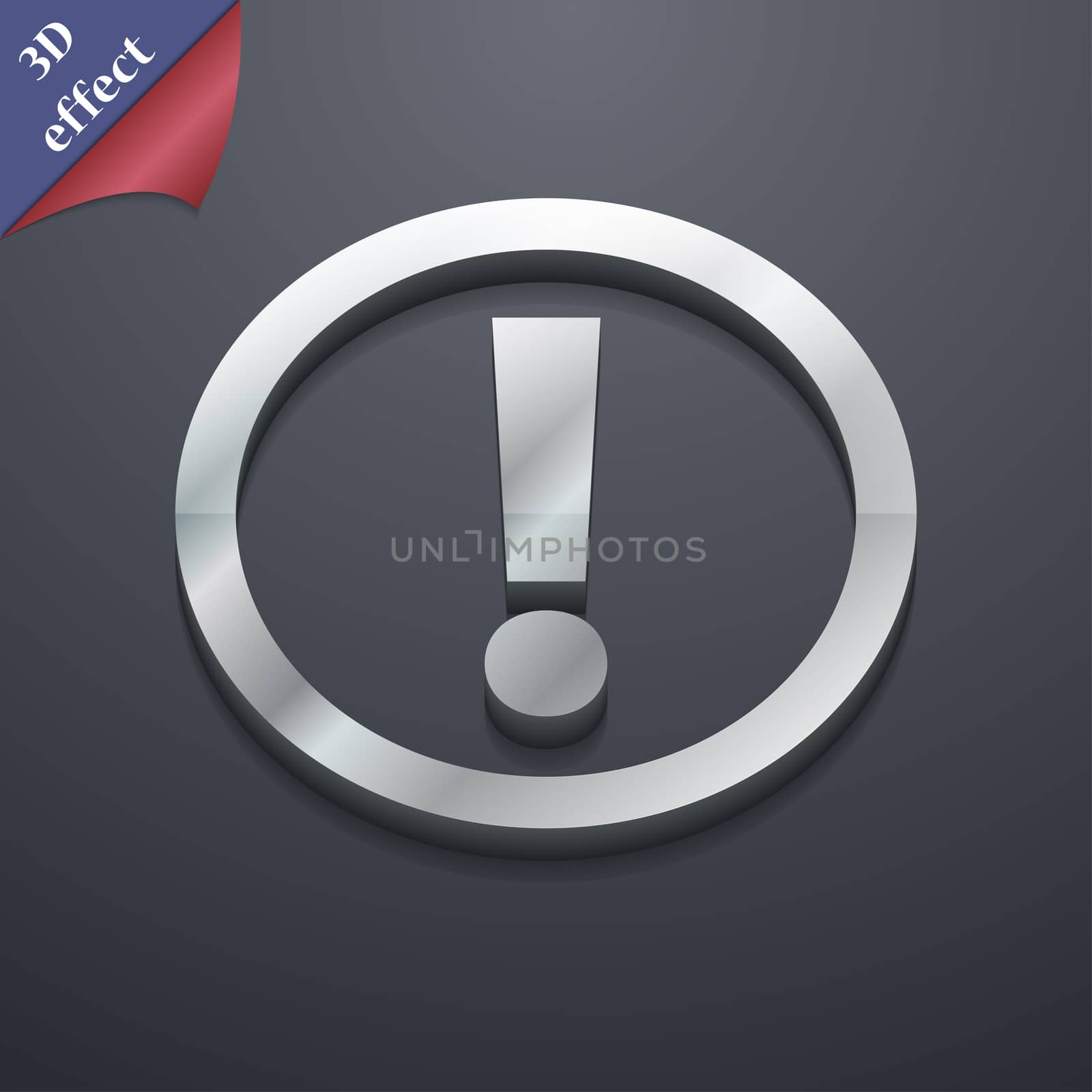 Attention icon symbol. 3D style. Trendy, modern design with space for your text . Rastrized by serhii_lohvyniuk