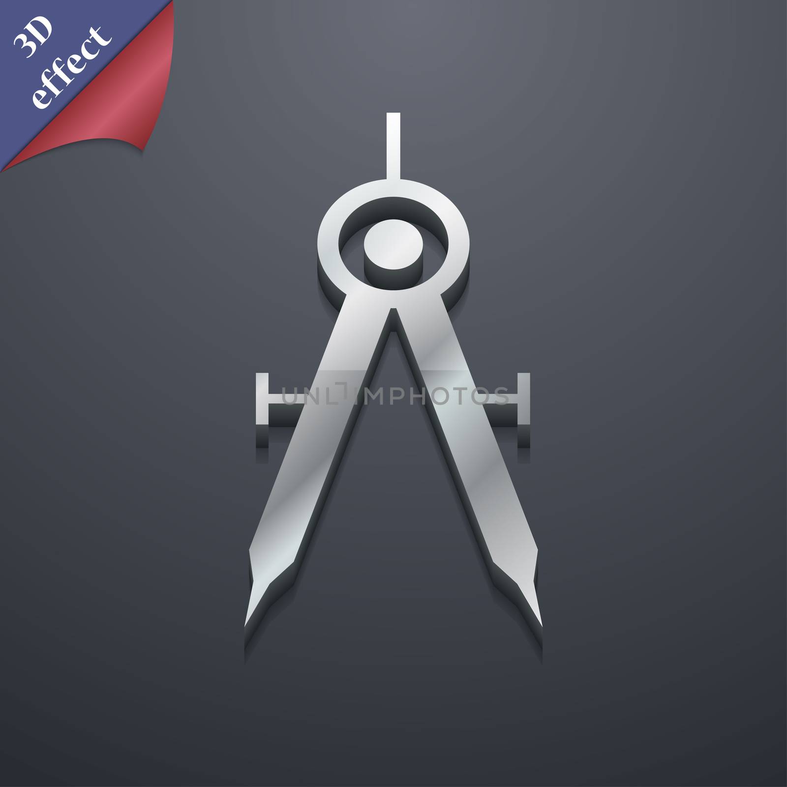 Mathematical Compass icon symbol. 3D style. Trendy, modern design with space for your text . Rastrized by serhii_lohvyniuk