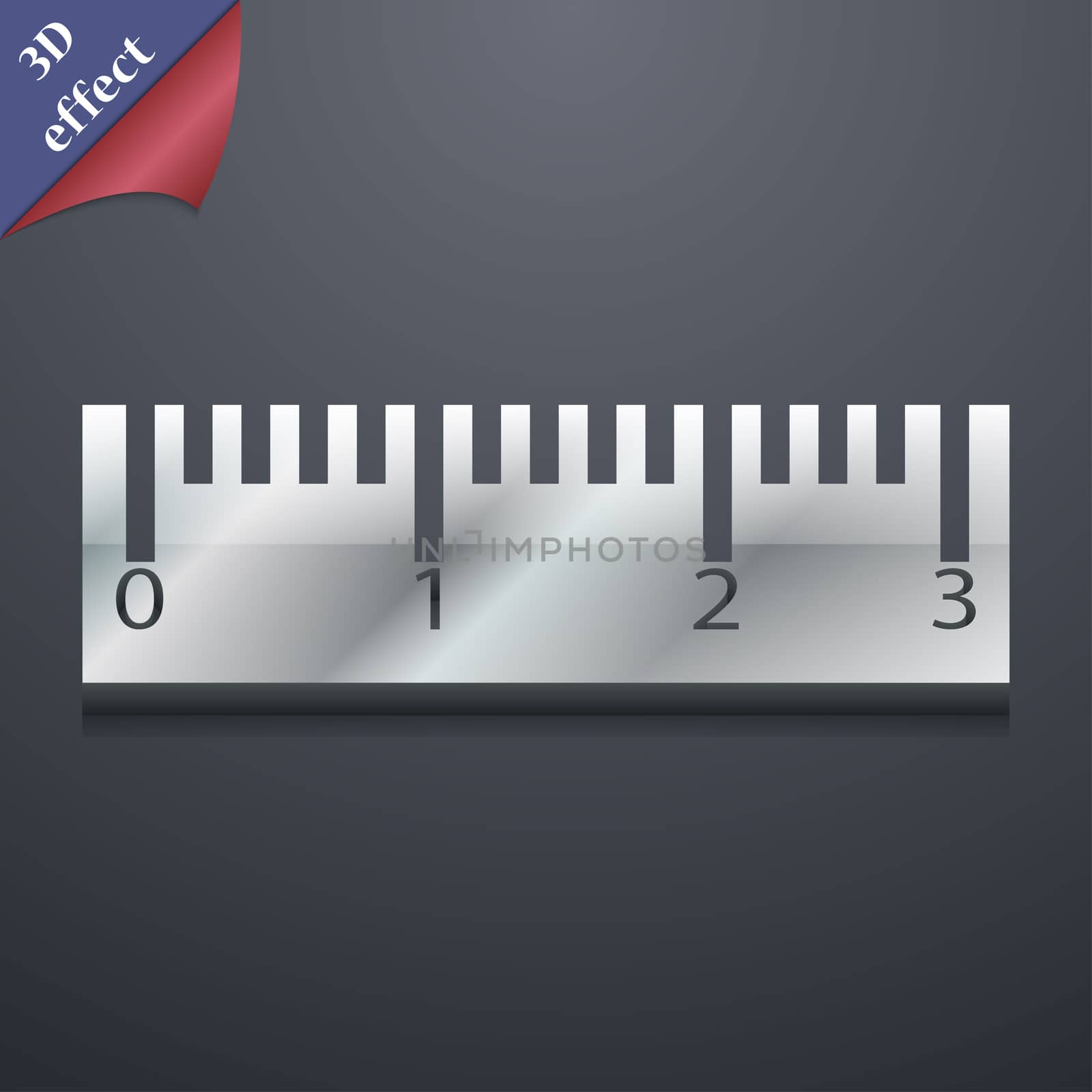 Ruler icon symbol. 3D style. Trendy, modern design with space for your text . Rastrized by serhii_lohvyniuk