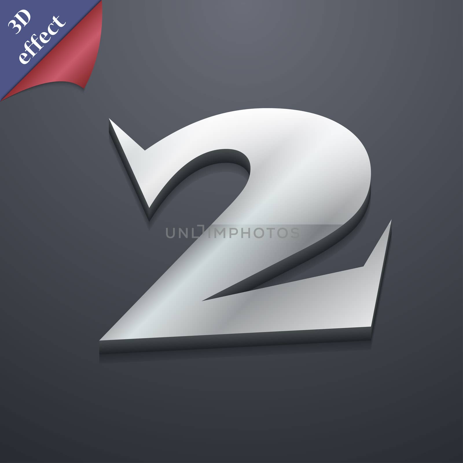 number two icon symbol. 3D style. Trendy, modern design with space for your text illustration. Rastrized copy