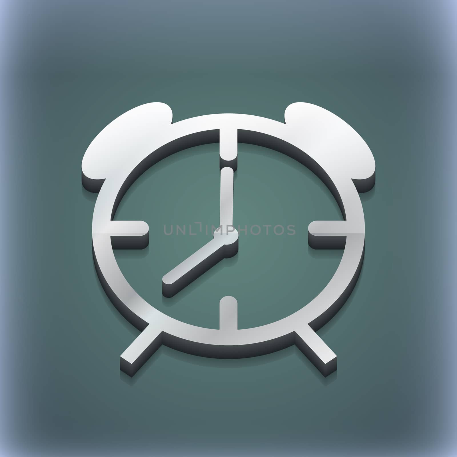 Alarm clock icon symbol. 3D style. Trendy, modern design with space for your text . Raster by serhii_lohvyniuk
