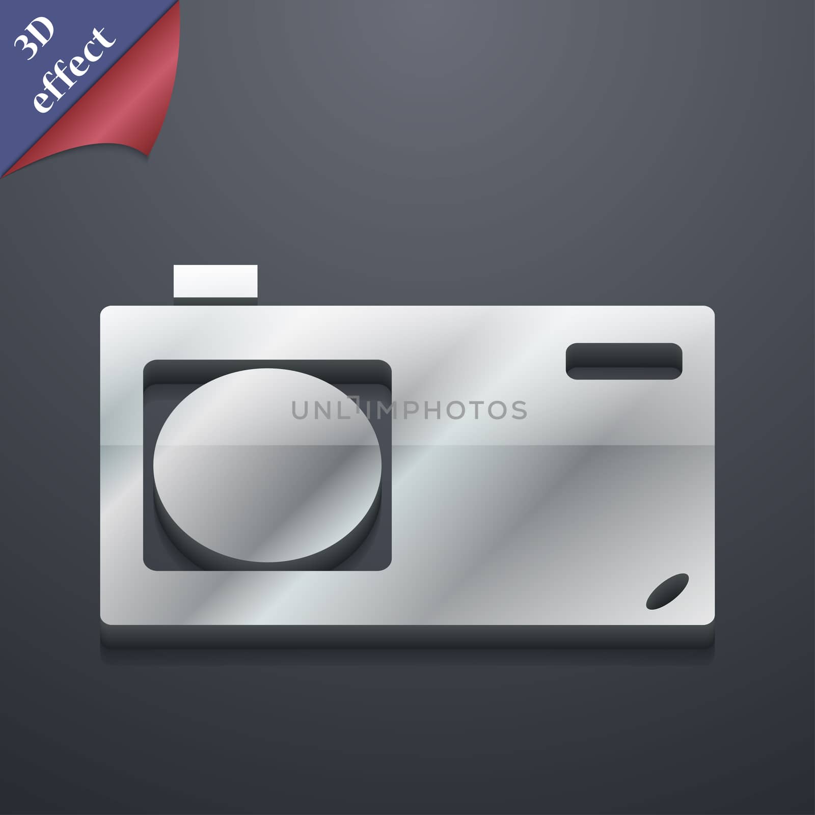 Photo camera icon symbol. 3D style. Trendy, modern design with space for your text illustration. Rastrized copy