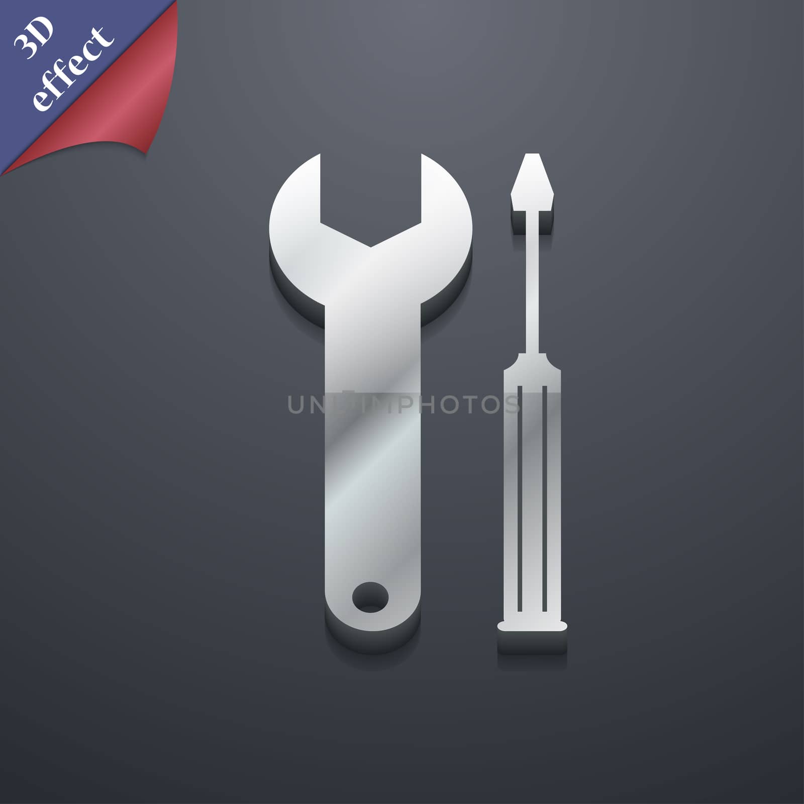 screwdriver wrench icon symbol. 3D style. Trendy, modern design with space for your text . Rastrized by serhii_lohvyniuk