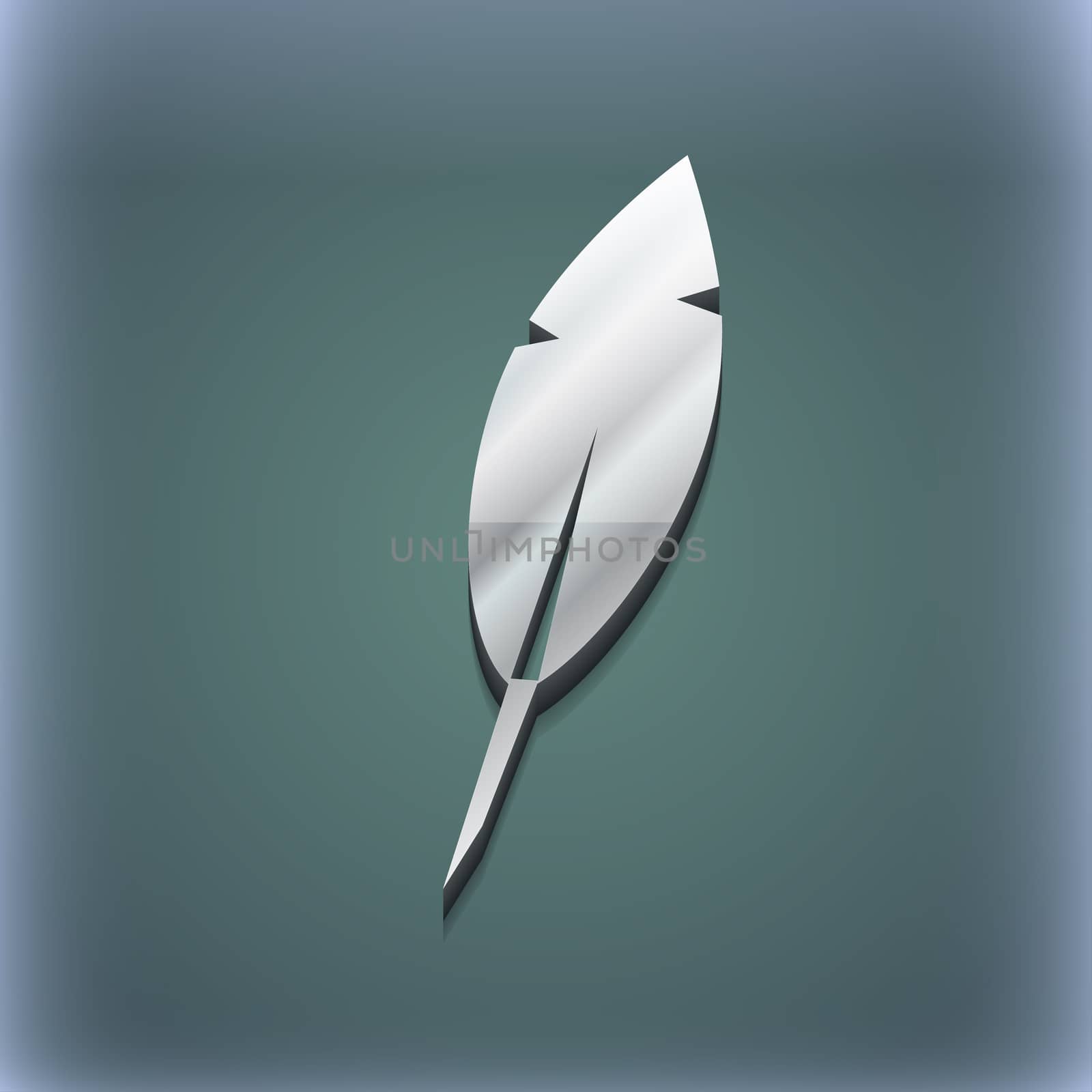 Feather Retro pen icon symbol. 3D style. Trendy, modern design with space for your text illustration. Raster version