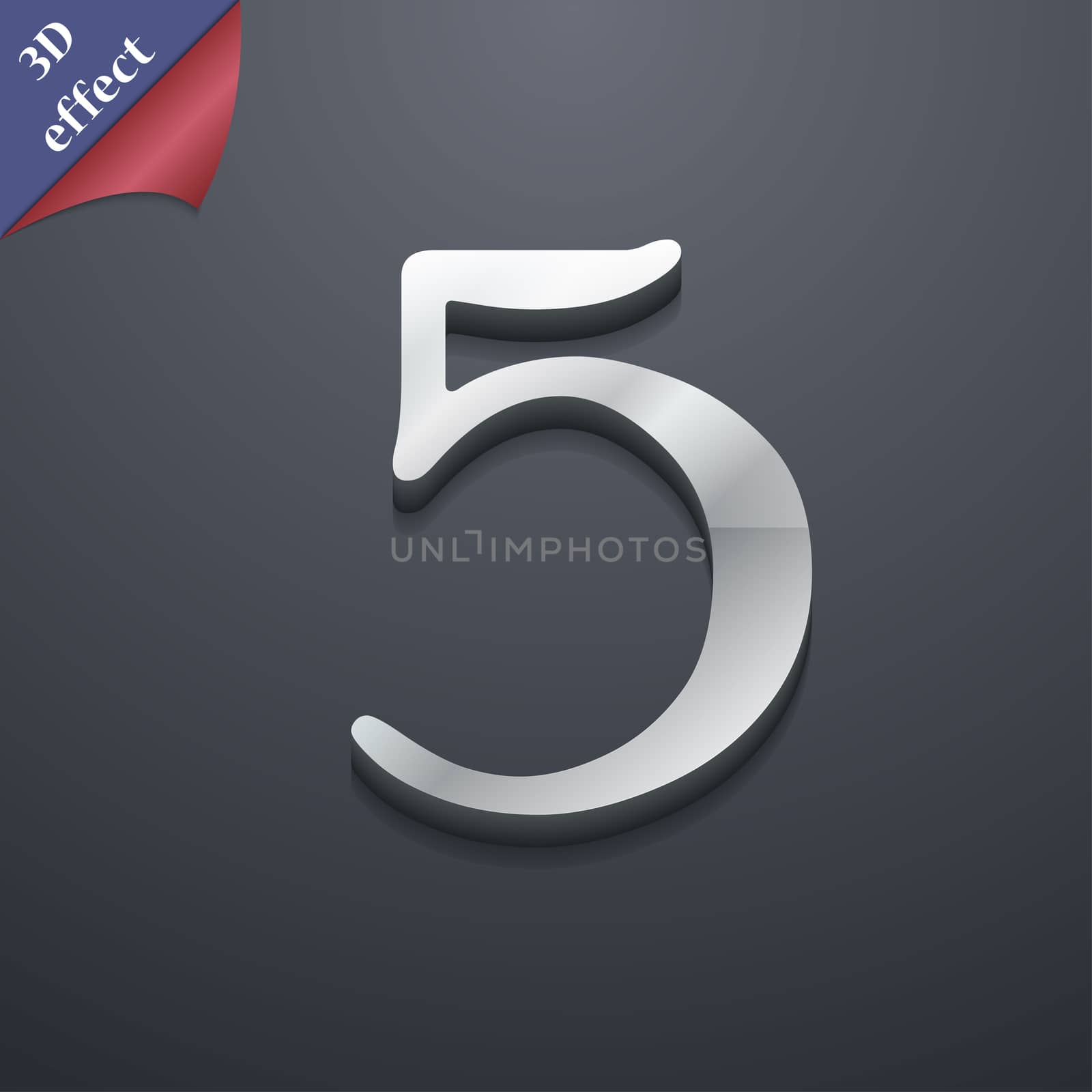 number five icon symbol. 3D style. Trendy, modern design with space for your text illustration. Rastrized copy