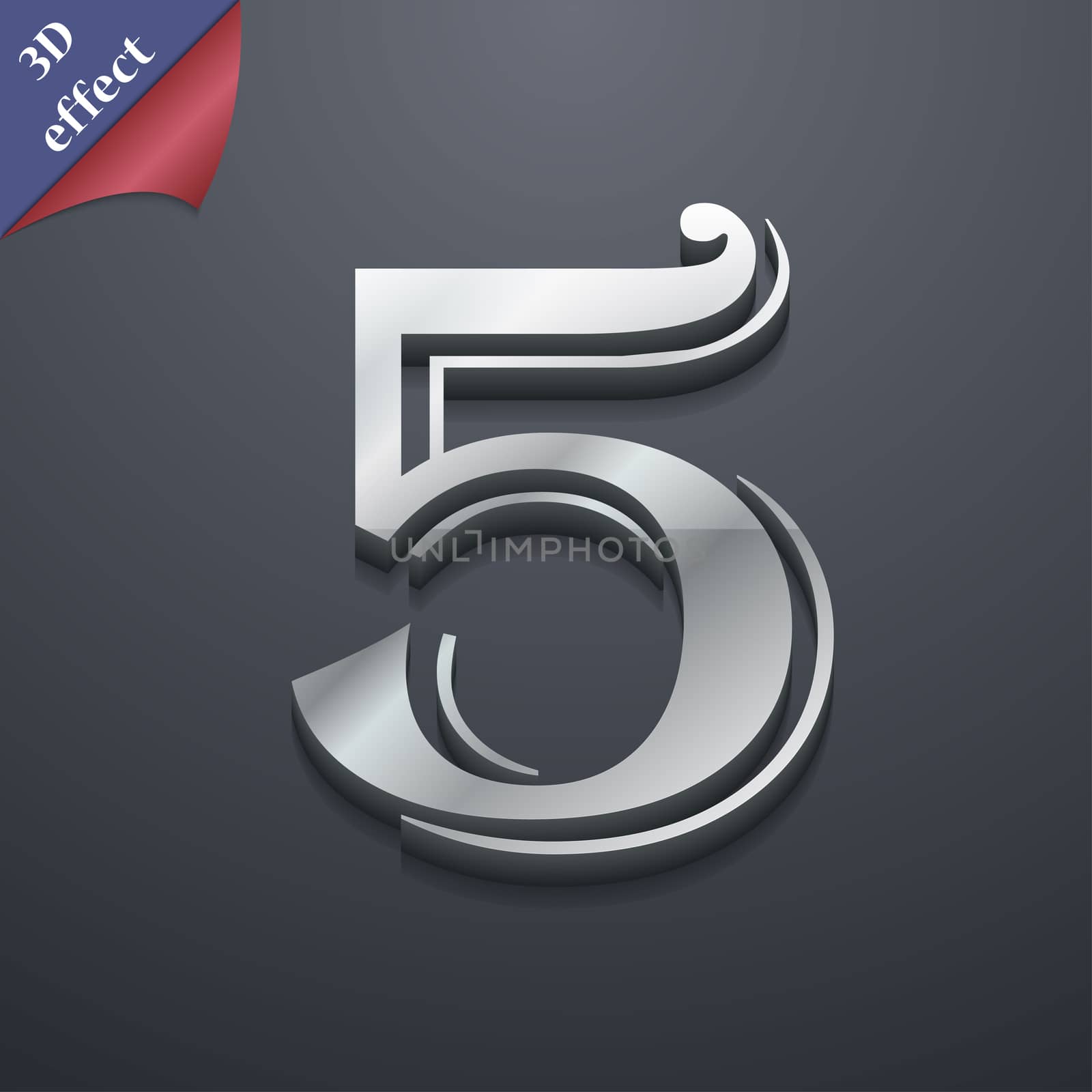 number five icon symbol. 3D style. Trendy, modern design with space for your text illustration. Rastrized copy