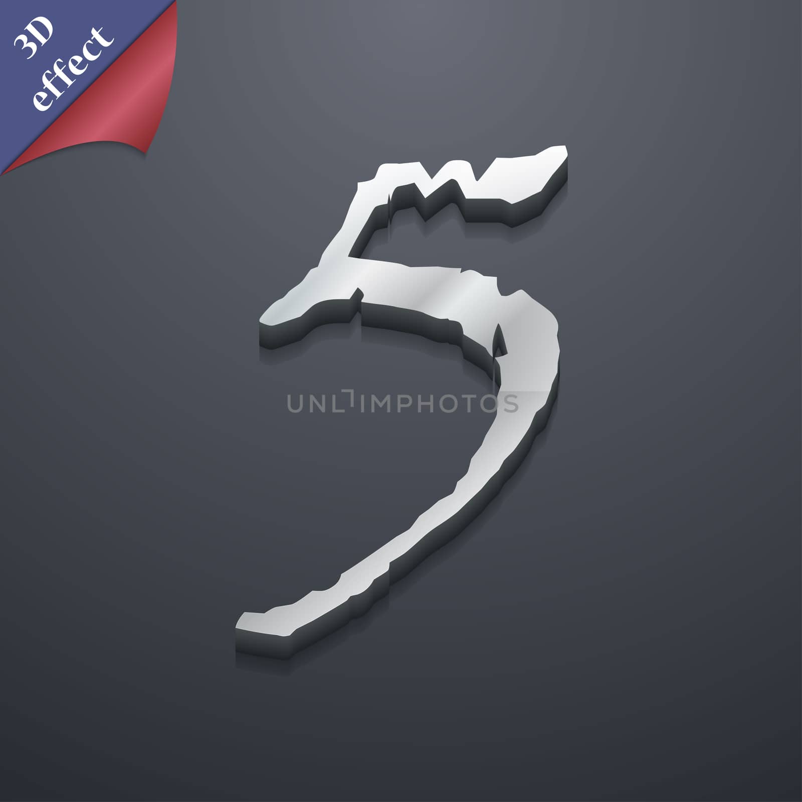 number five icon symbol. 3D style. Trendy, modern design with space for your text . Rastrized by serhii_lohvyniuk