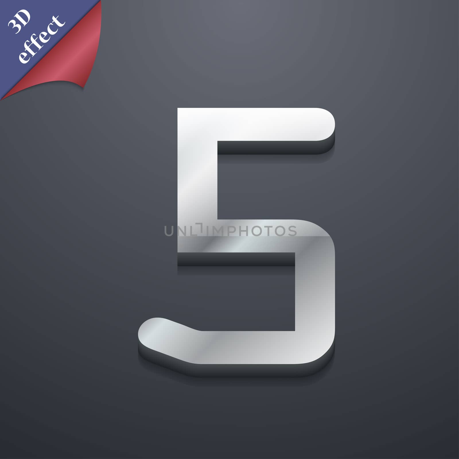 number five icon symbol. 3D style. Trendy, modern design with space for your text . Rastrized by serhii_lohvyniuk