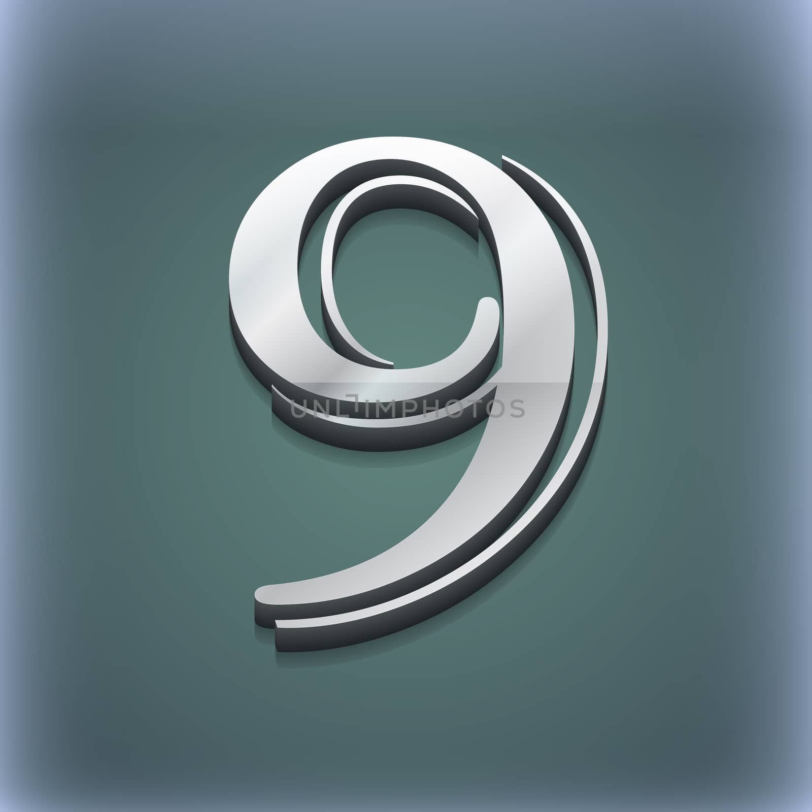 number Nine icon symbol. 3D style. Trendy, modern design with space for your text . Raster by serhii_lohvyniuk