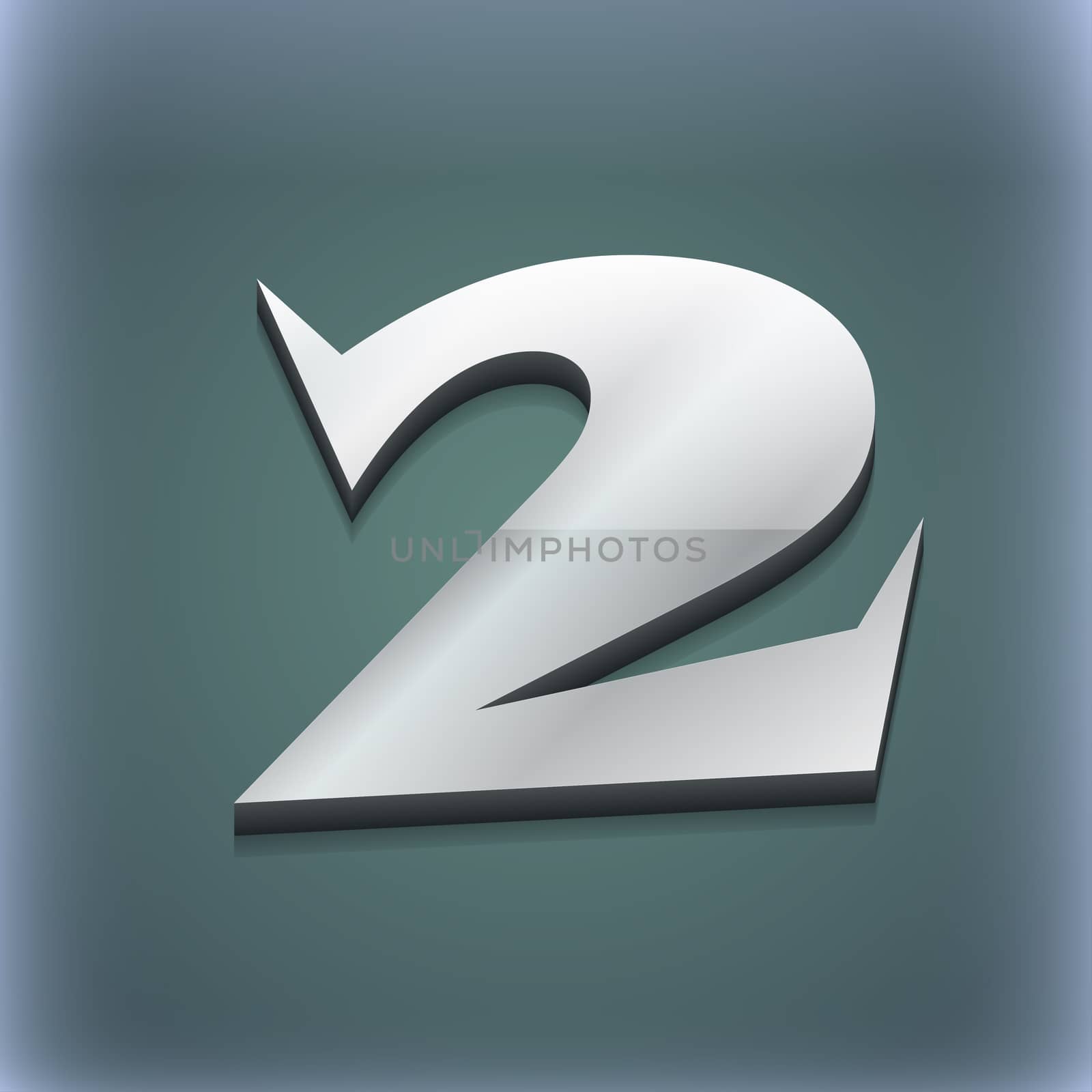number two icon symbol. 3D style. Trendy, modern design with space for your text illustration. Raster version