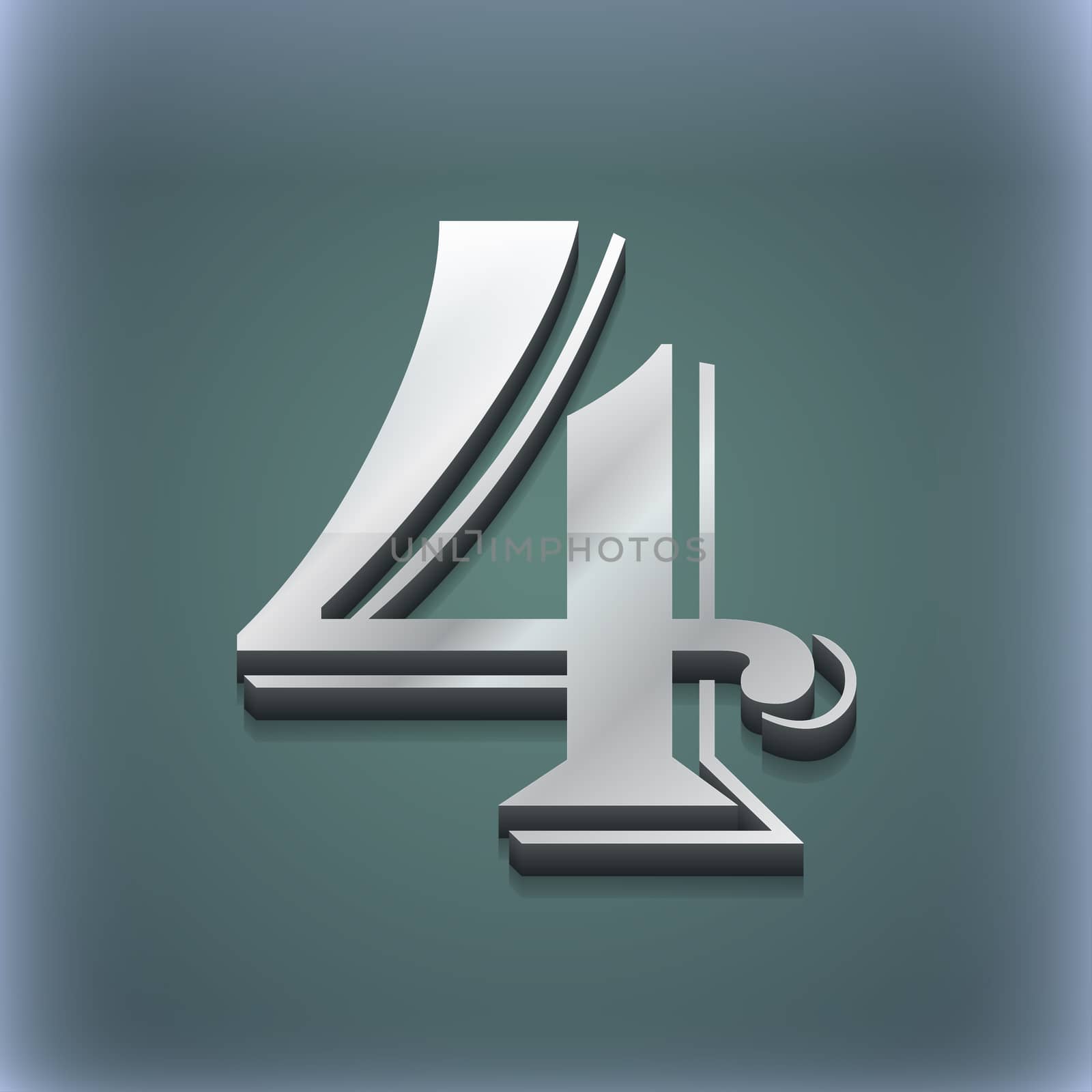 number four icon symbol. 3D style. Trendy, modern design with space for your text illustration. Raster version