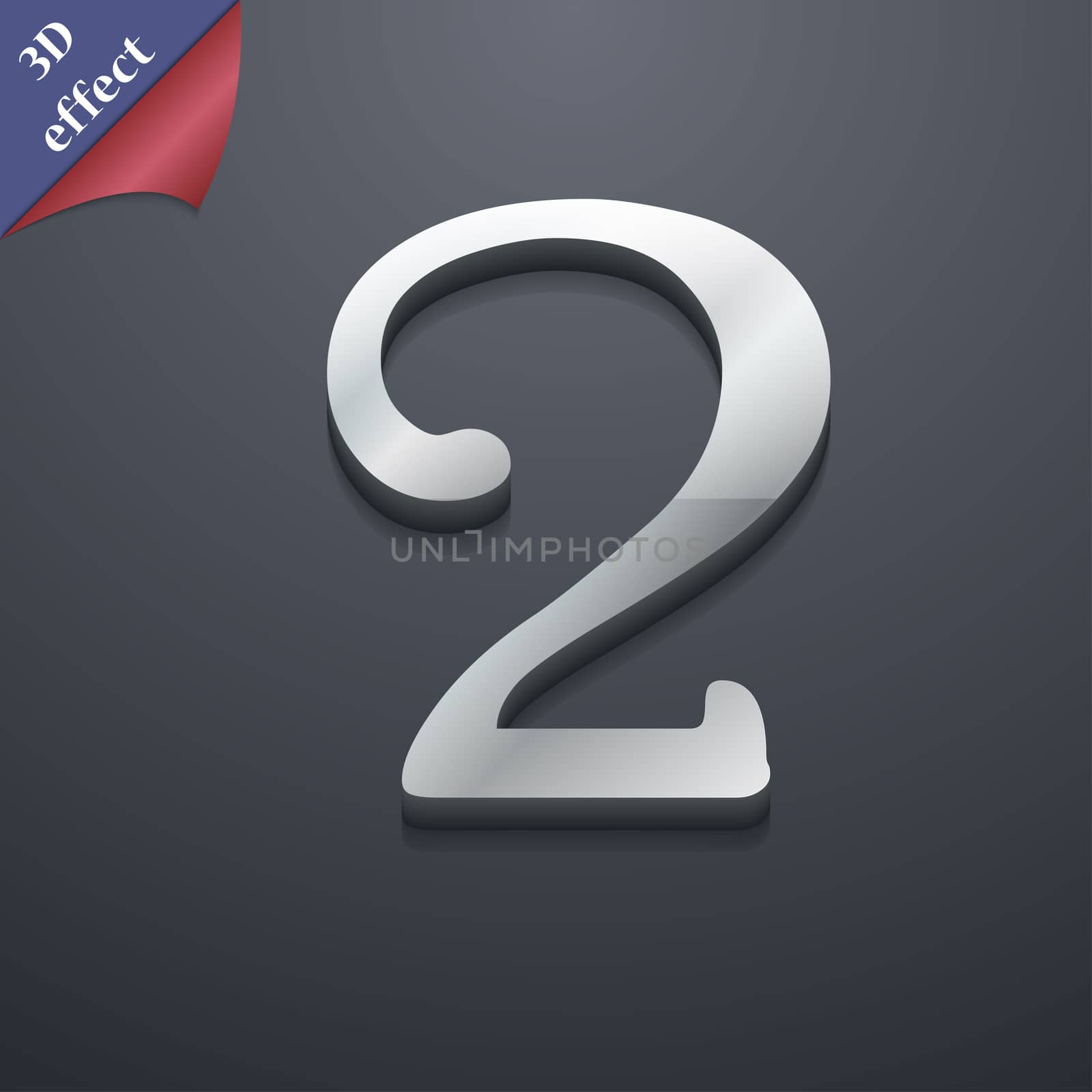 number two icon symbol. 3D style. Trendy, modern design with space for your text illustration. Rastrized copy