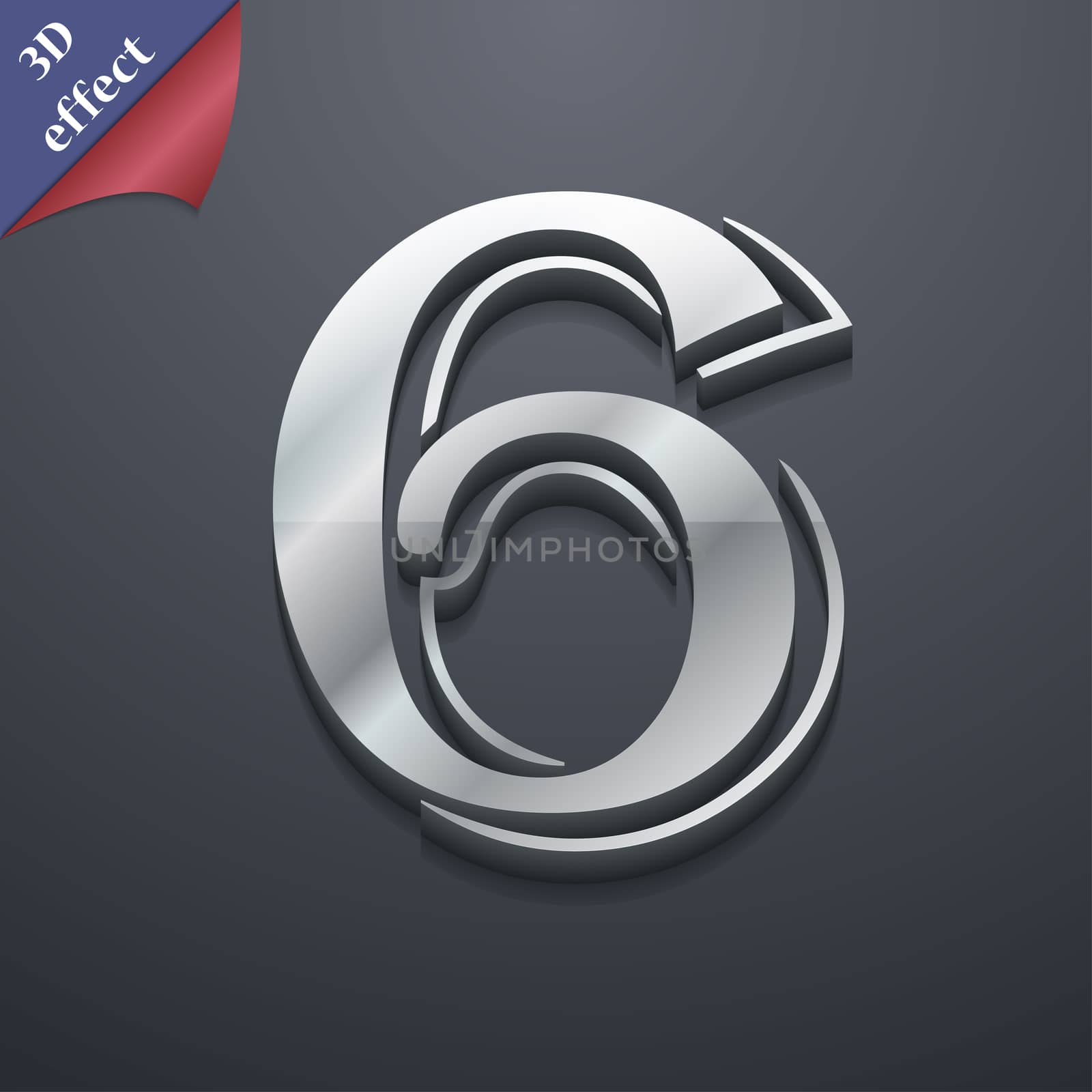 number six icon symbol. 3D style. Trendy, modern design with space for your text illustration. Rastrized copy