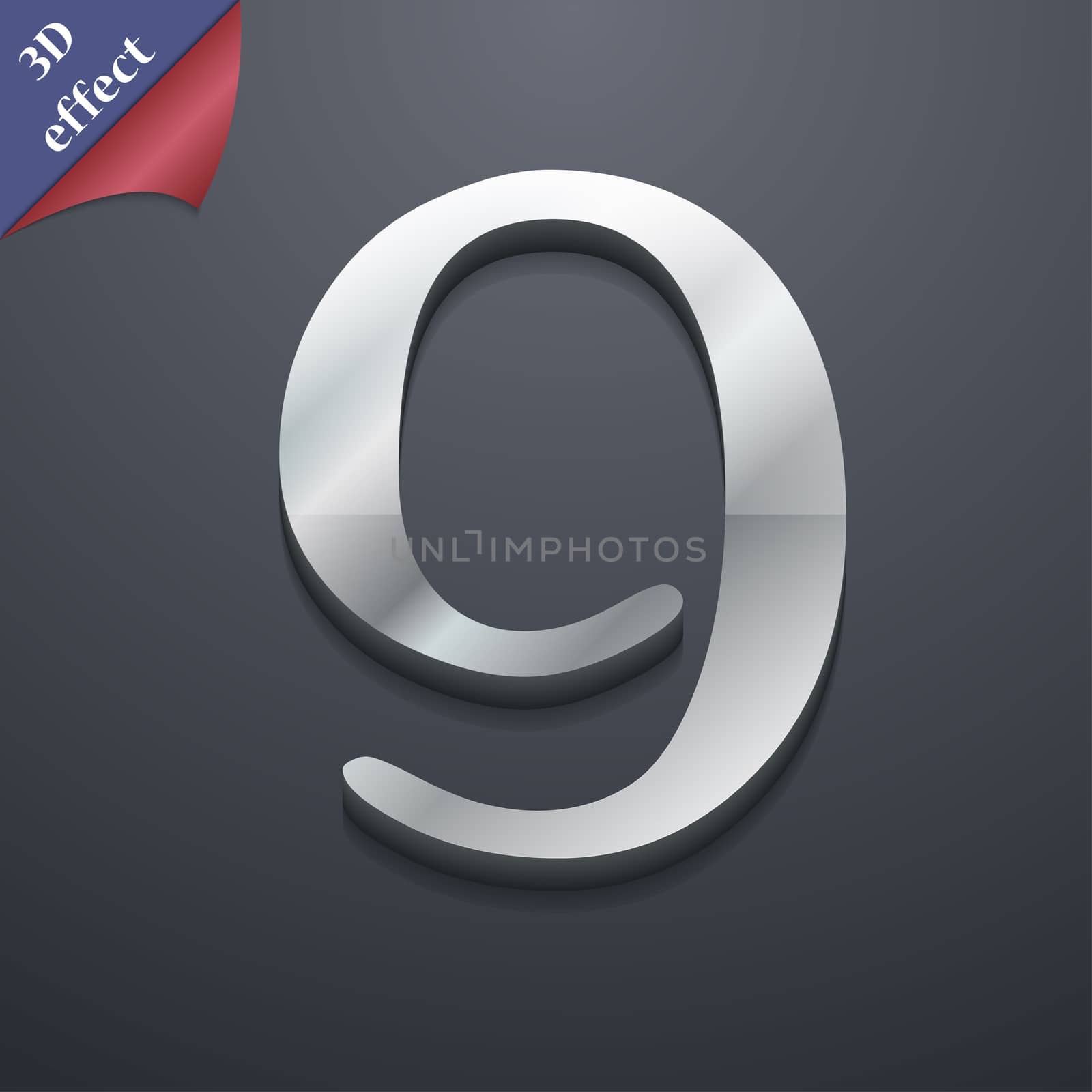 number Nine icon symbol. 3D style. Trendy, modern design with space for your text illustration. Rastrized copy