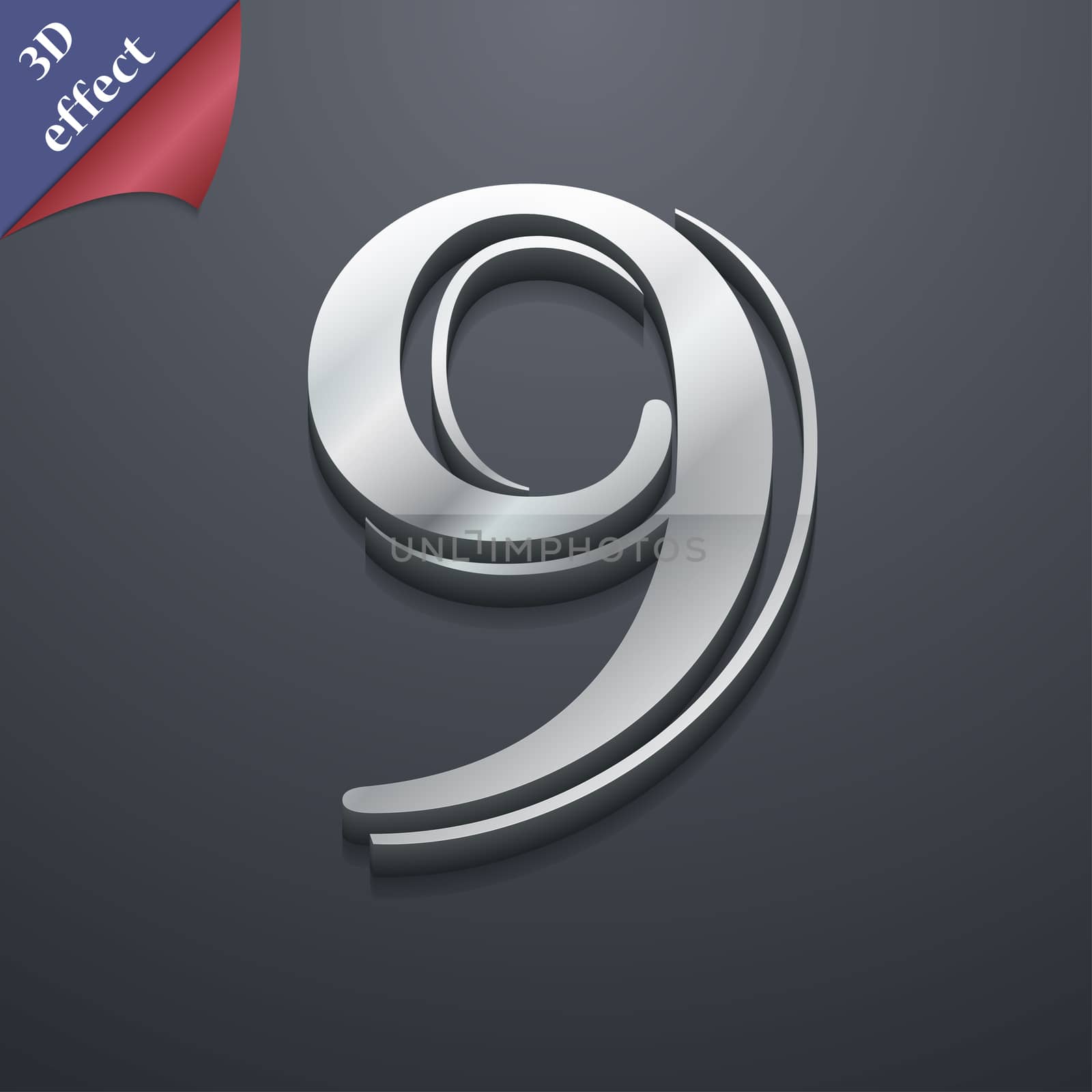 number Nine icon symbol. 3D style. Trendy, modern design with space for your text illustration. Rastrized copy