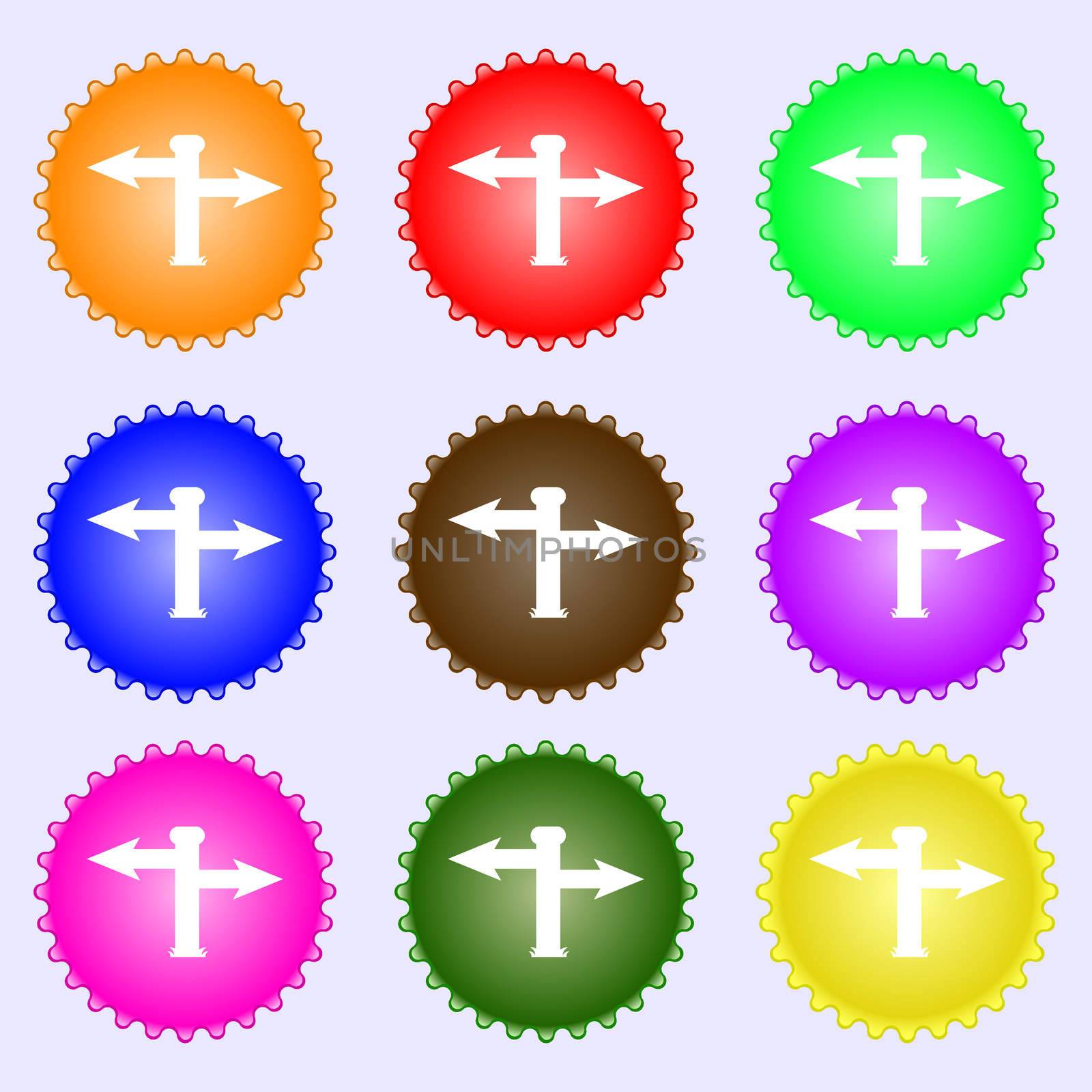 Blank Road Sign icon sign. A set of nine different colored labels.  by serhii_lohvyniuk