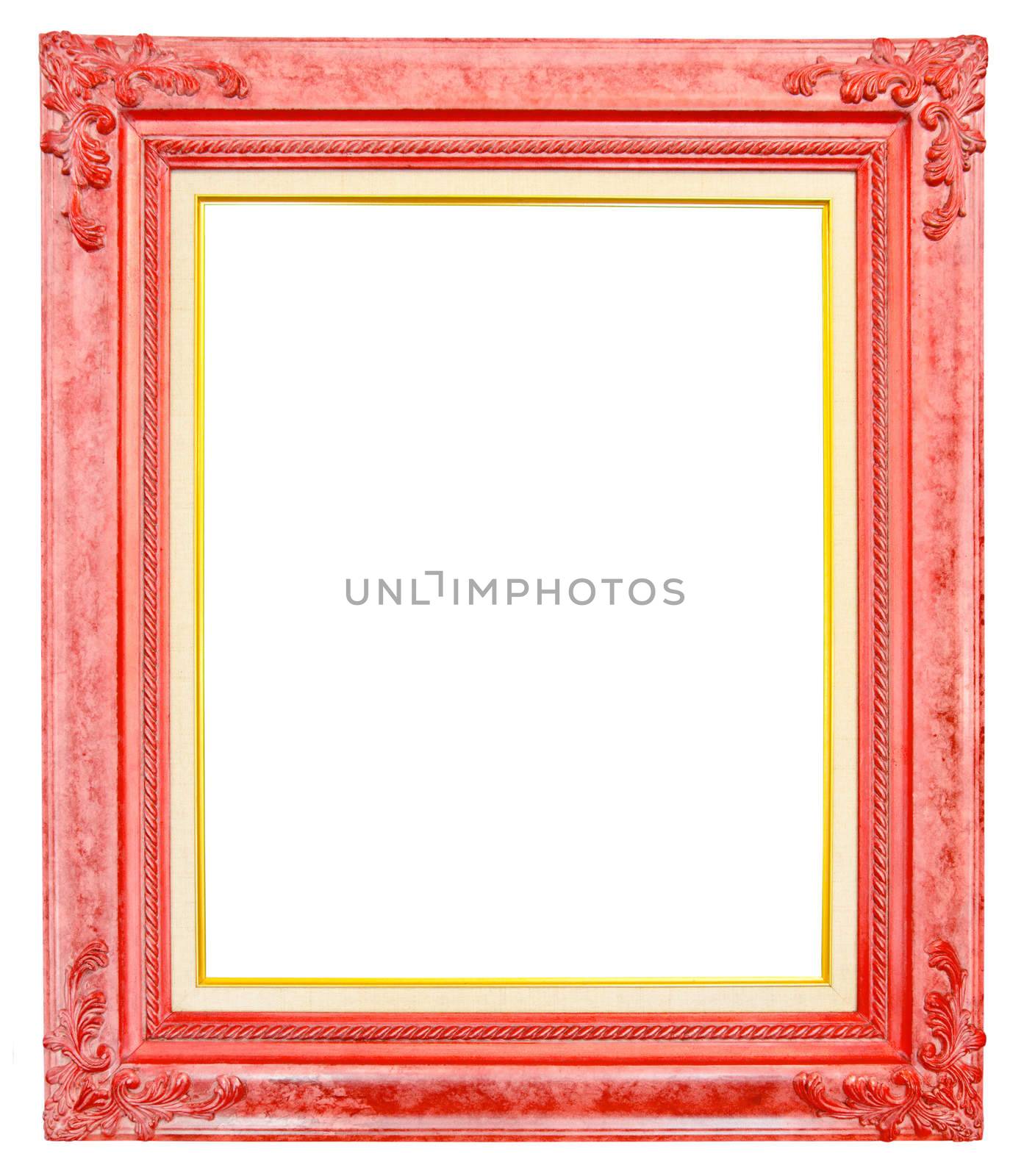 antique red frame isolated on white background by Gamjai