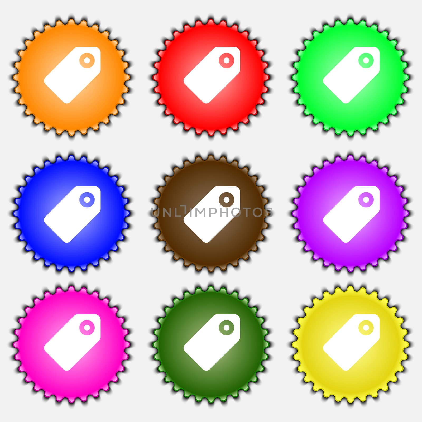 Special offer label icon sign. A set of nine different colored labels.  by serhii_lohvyniuk