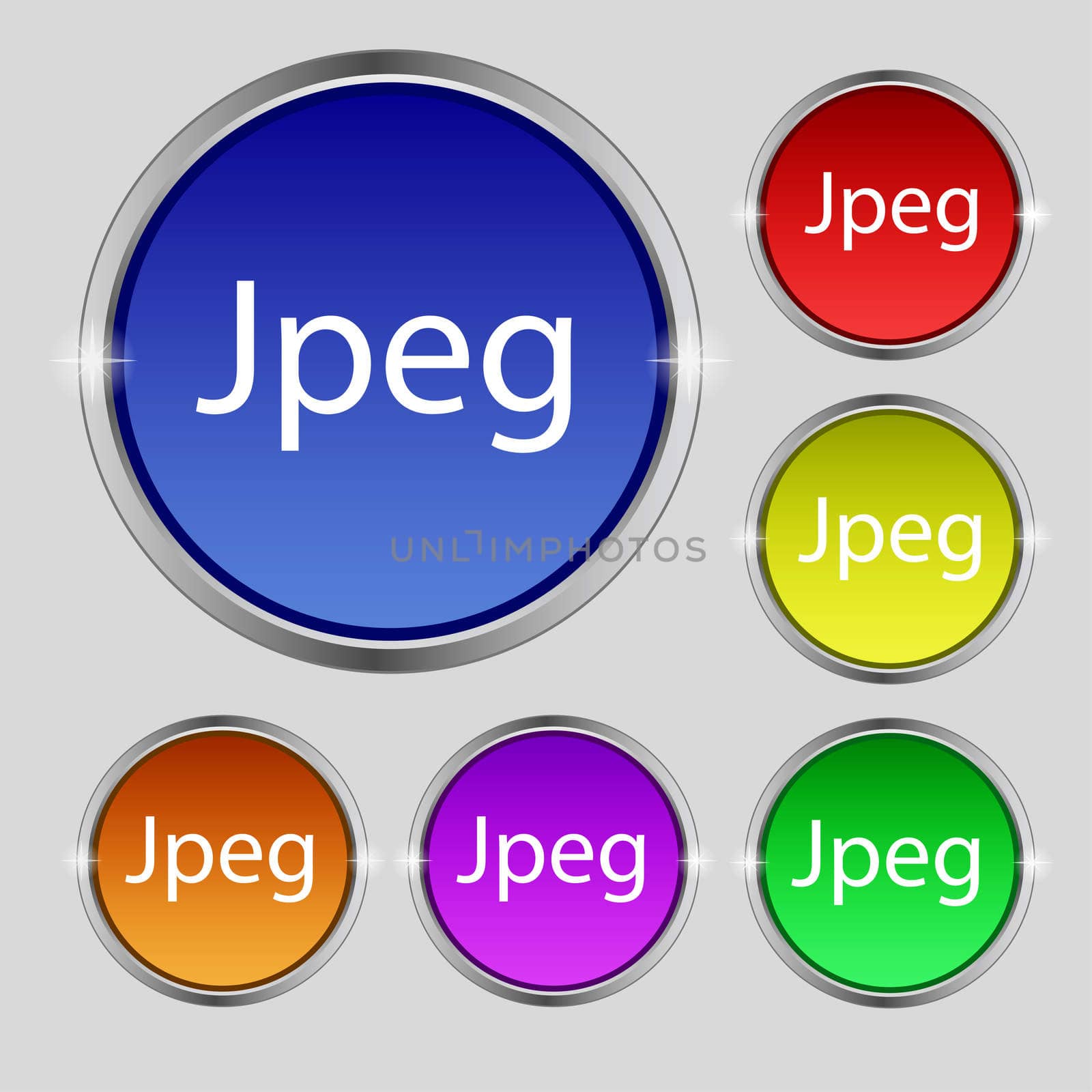 File JPG sign icon. Download image file symbol. Set of colored buttons. illustration