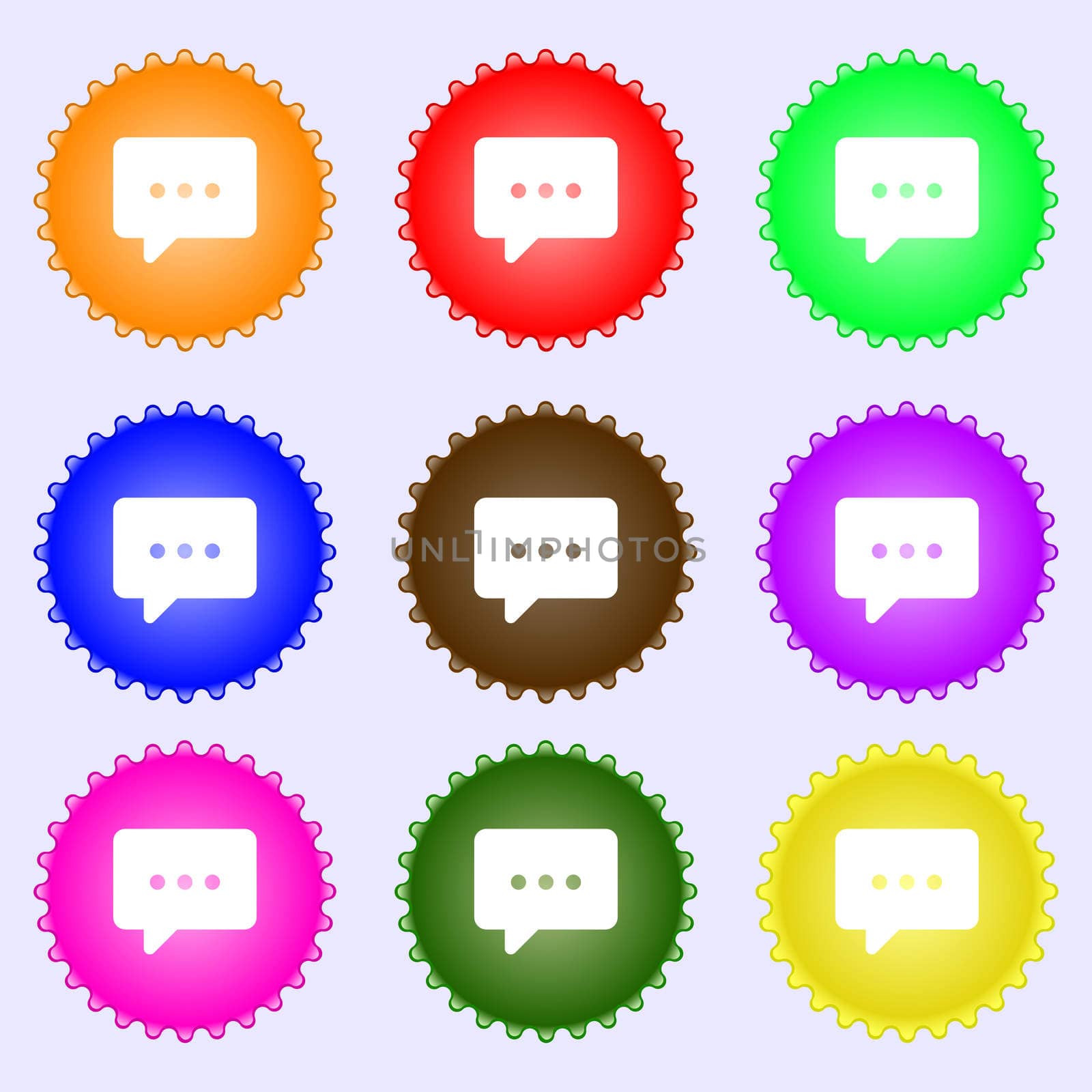 Cloud of thoughts icon sign. A set of nine different colored labels. illustration