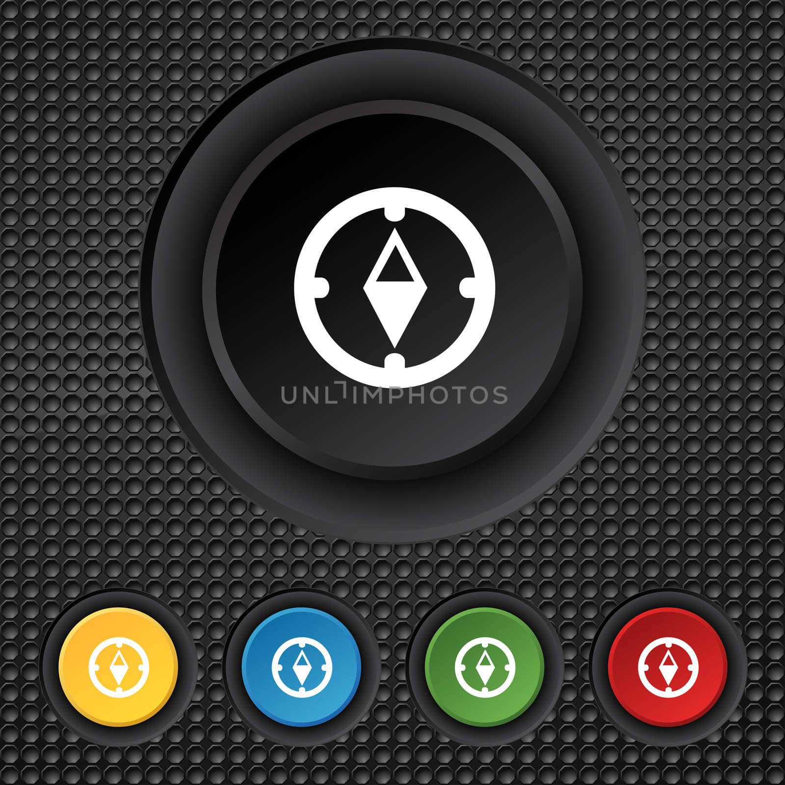 Compass sign icon. Windrose navigation symbol. Set colourful buttons. Vecto by serhii_lohvyniuk