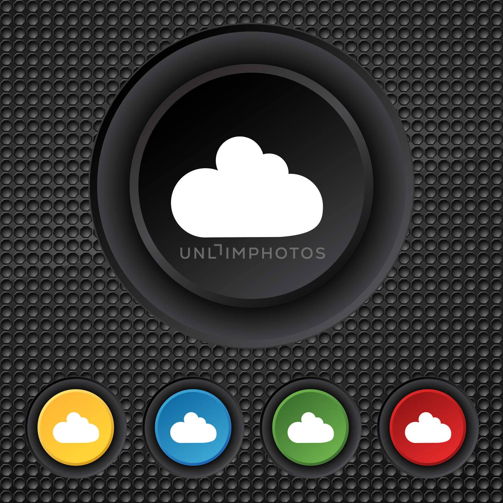 Cloud sign icon. Data storage symbol. Set colourful buttons.  by serhii_lohvyniuk